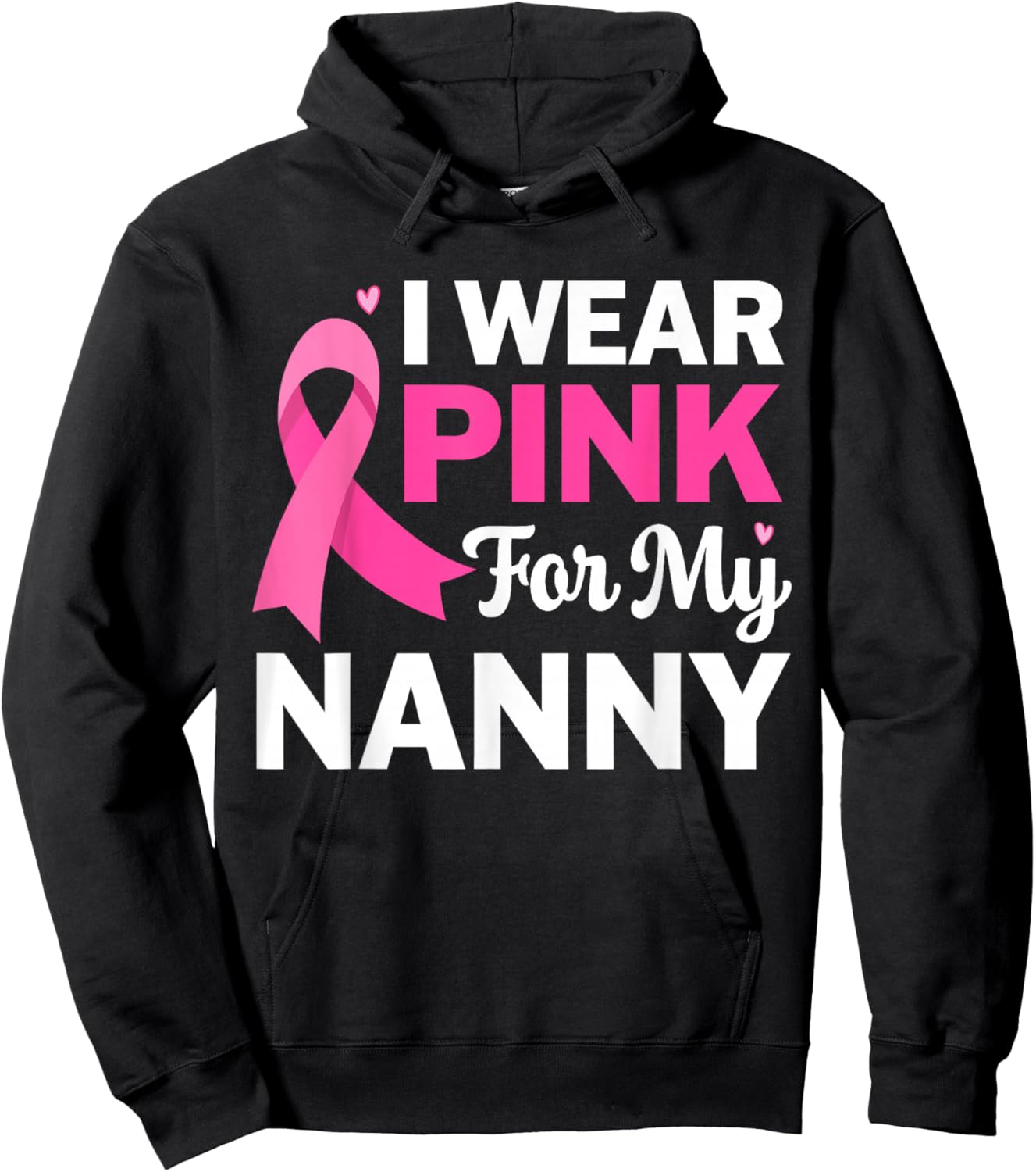 I Wear Pink For My Nanny Grandma Breast Cancer Awareness Kid Hoodie - Hoodie | Black