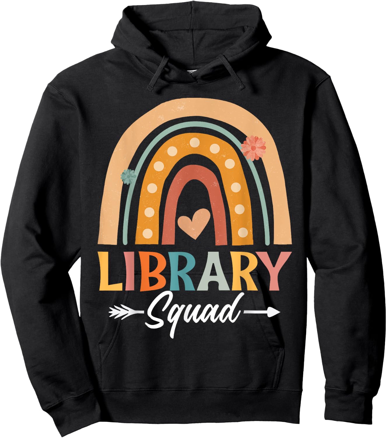 Library Squad Librarian Bookworm Book Lover Teacher Rainbow Women Girls Kids Hoodie - Hoodie | Black