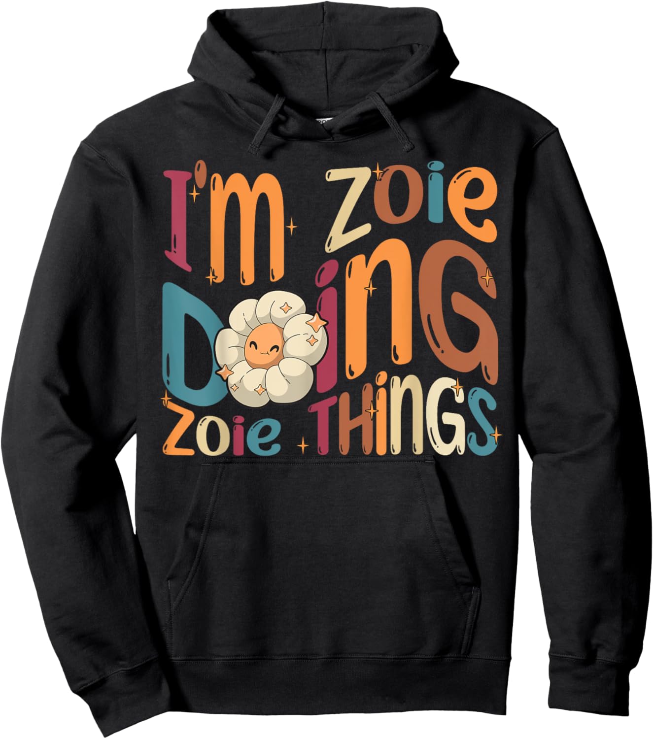 Zoie Happy Birthday I'm Zoie , Black, Women's, Small, Modern Cartoon , Short Sleeve, Round Neck, All Seasons Hoodie - Hoodie | Black