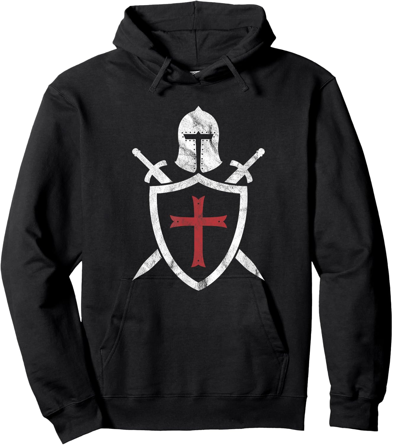 Templar Helmet Cross and Sword Medieval Crusader Hoodie - Hoodie | Black