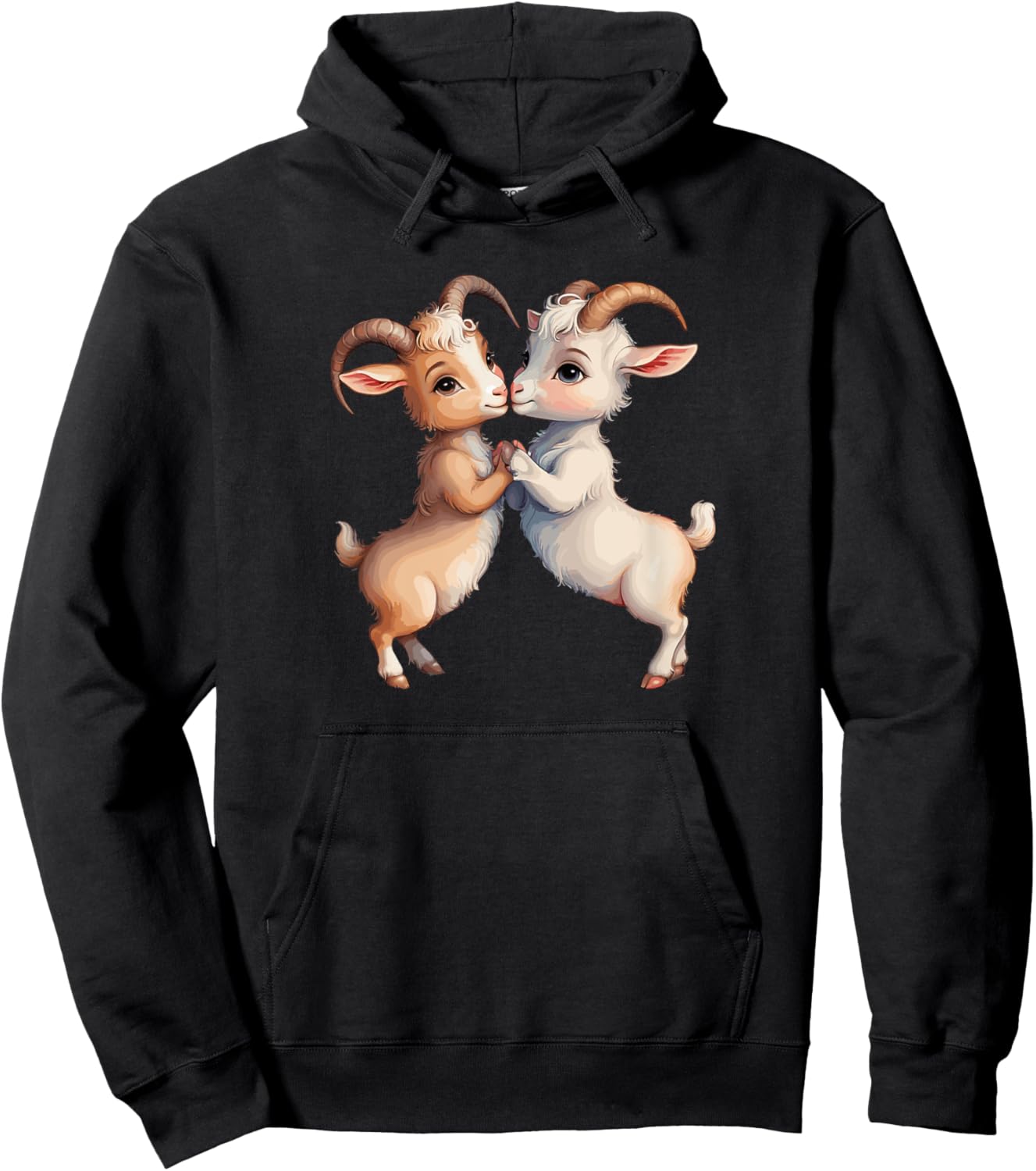 Goats Lovers Couple Kissing Cute Heart Valentine's Day Hoodie - Hoodie | Black