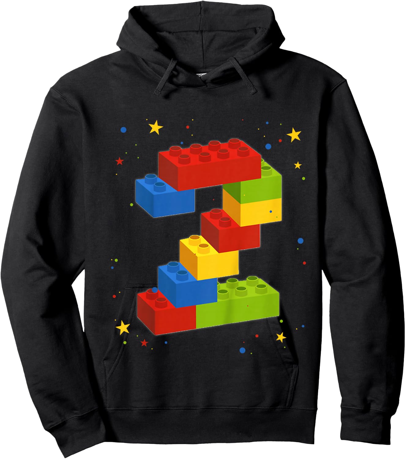 Building Blocks Birthday Boy Girl 2 Years Old Bricks Gift Hoodie - Hoodie | Black