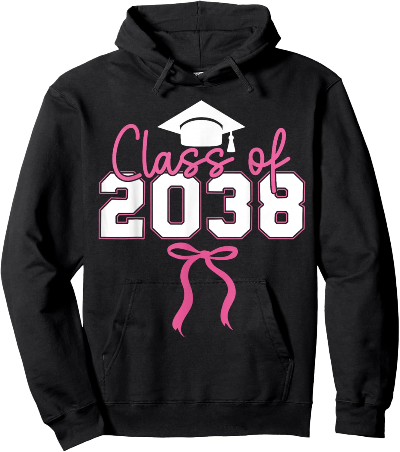 Class of 2038 Kindergarten to Graduation Grow with Me Bow Hoodie - Hoodie | Black