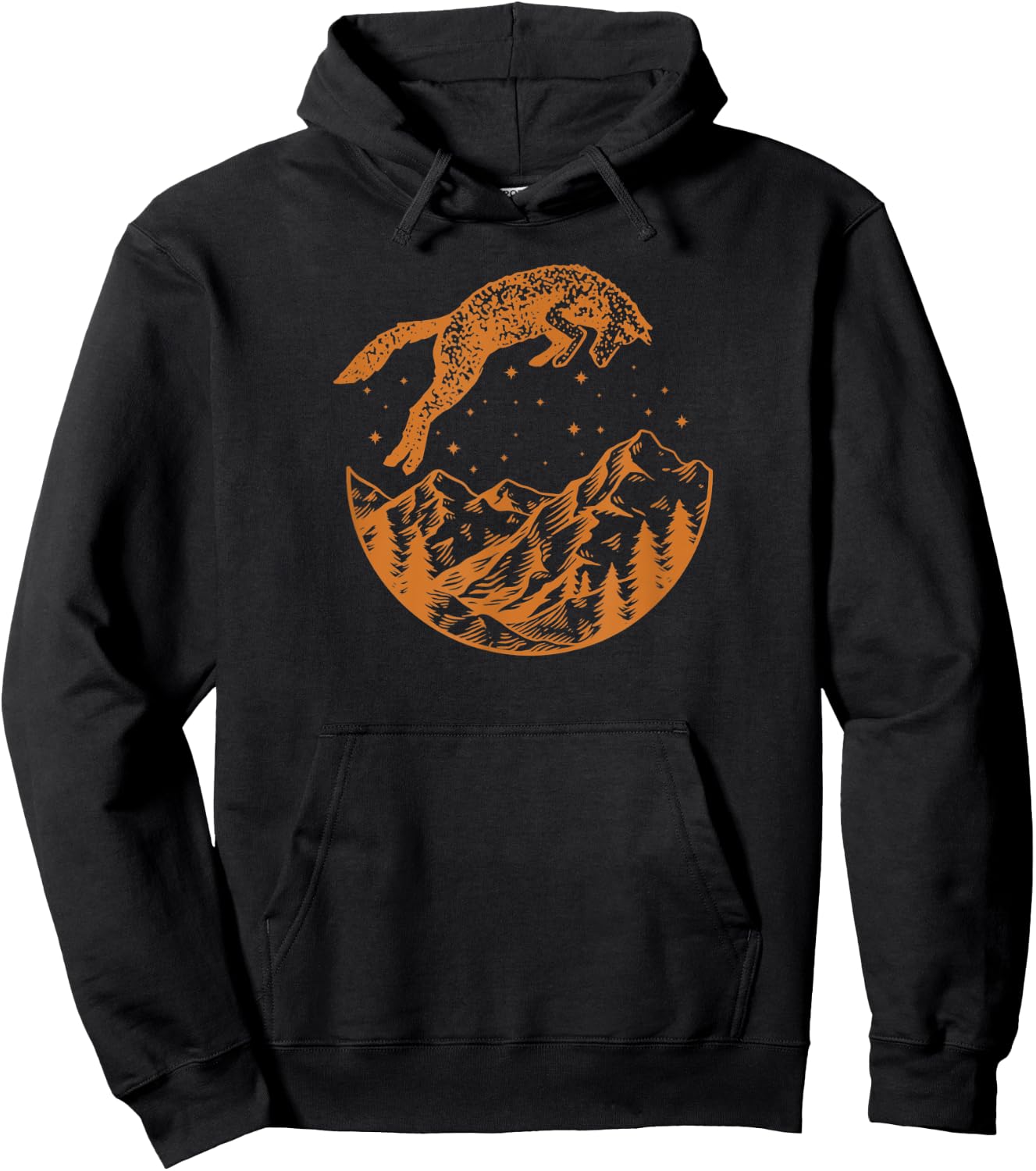 Jumping Fox Vintage Outdoor & Animal Lover Hoodie - Hoodie | Black