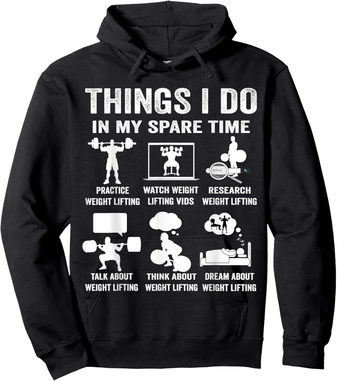 Things I do in my spare time hobby weight lifting lover Hoodie - Hoodie | Black