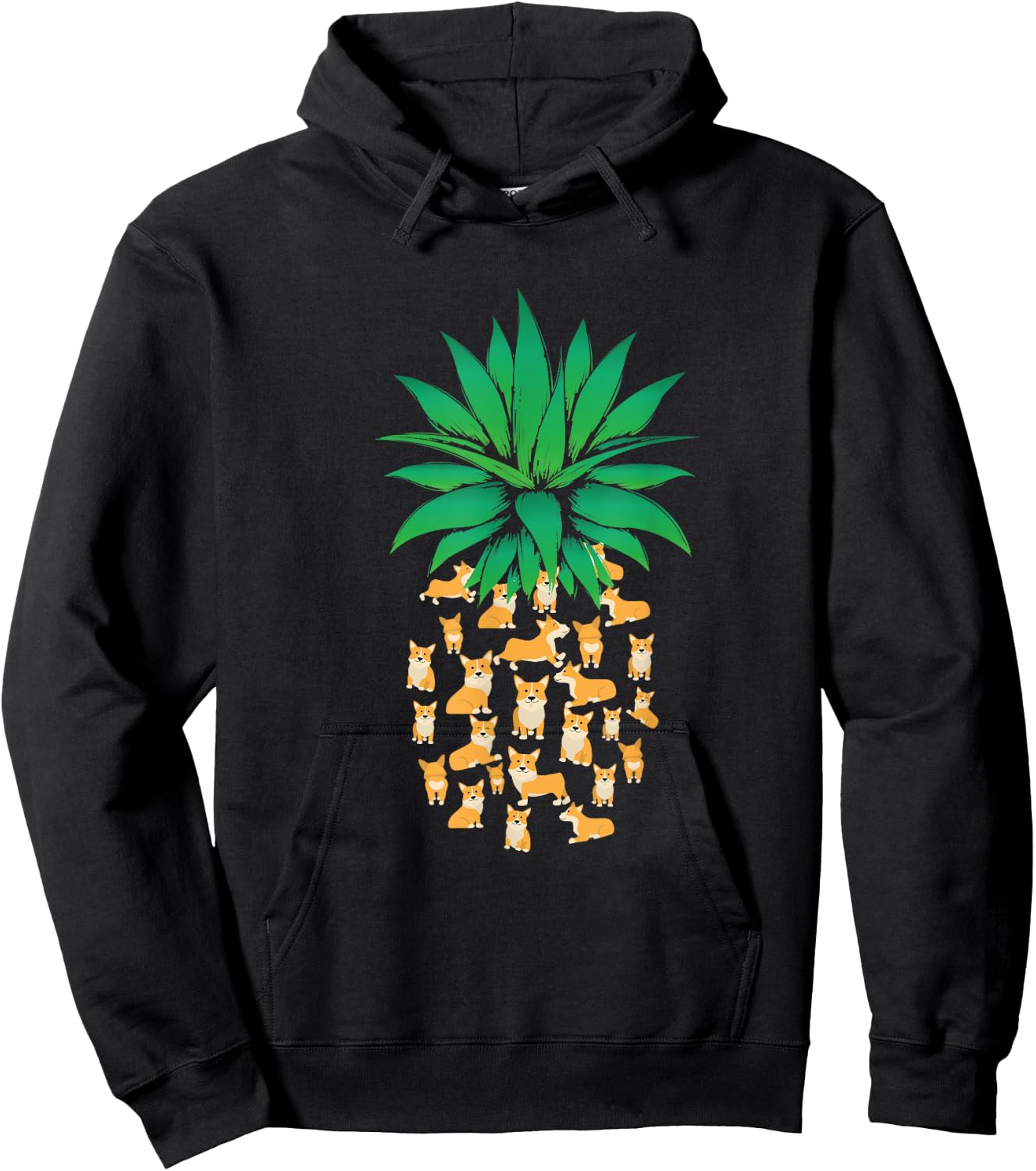 Novelty Summer Tropical Pineapples Fruit Pet Mom Funny Pembroke Welsh Corgi Dogs Pineapple Men Women Cute Dog Hoodie - Hoodie | Black