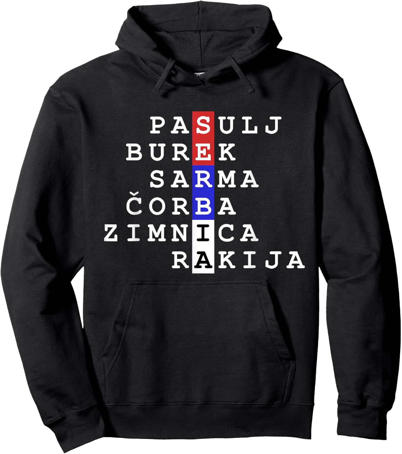 Serbian Flag Colors with Food and Drinks Hoodie - Hoodie | Black
