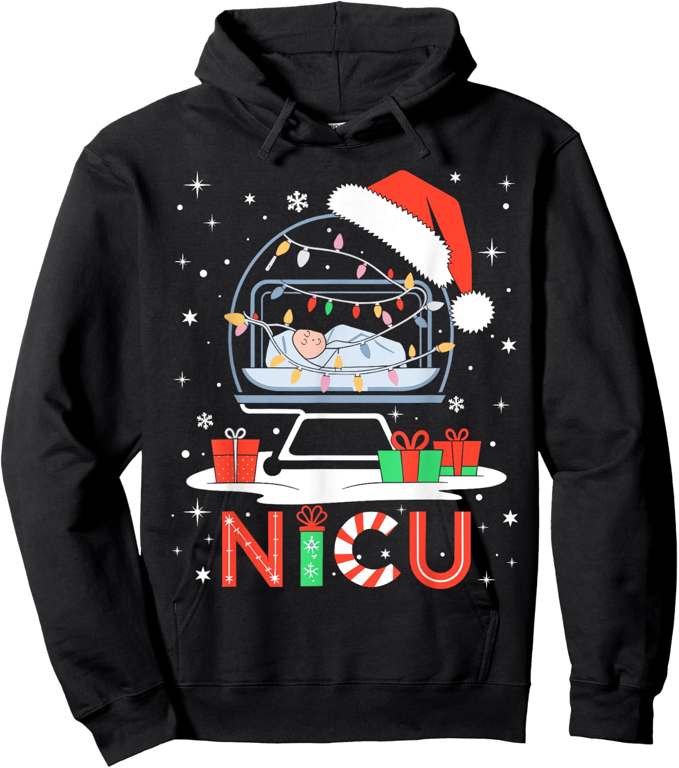 Neonatal Intensive Care Unit Xmas Funny Nicu Nurse Christmas Hoodie - Hoodie | Black
