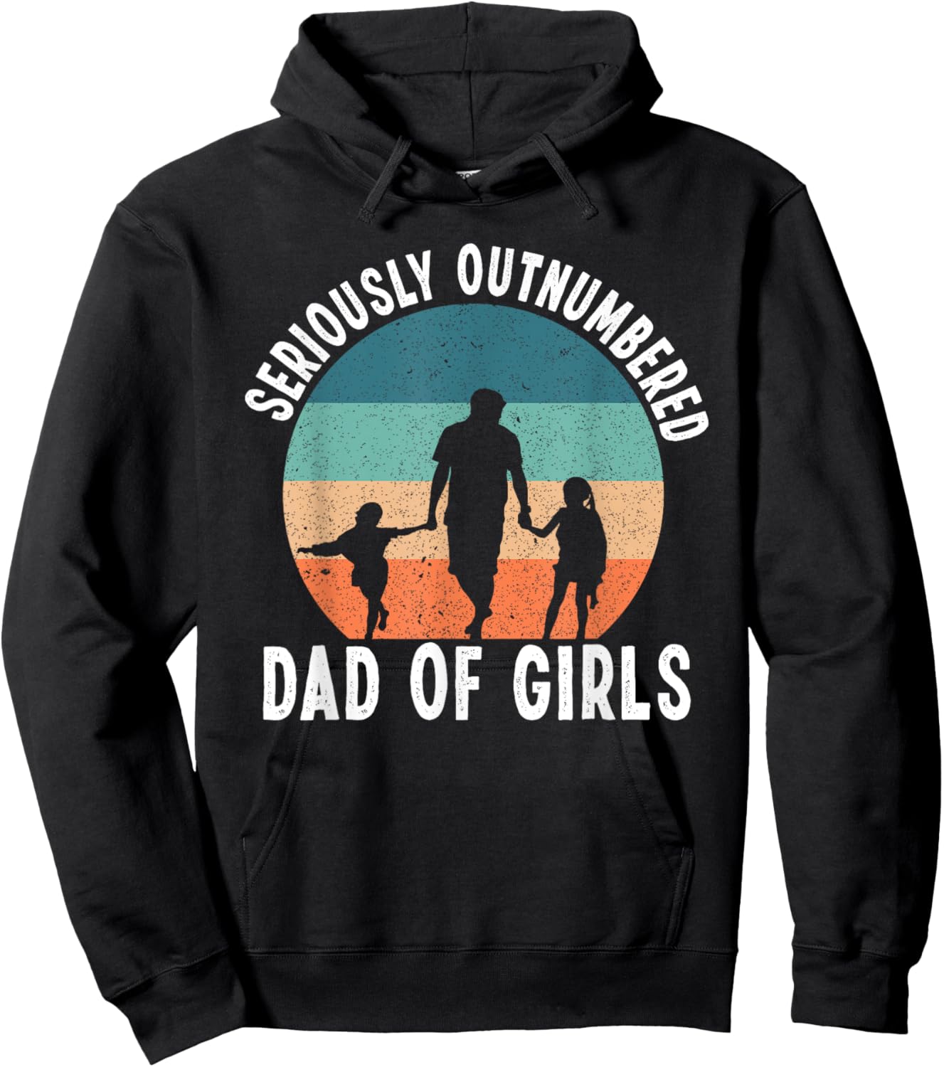 Girl Father's Day Daddy & Dad Of Girls Outnumbered Hoodie - Hoodie | Black