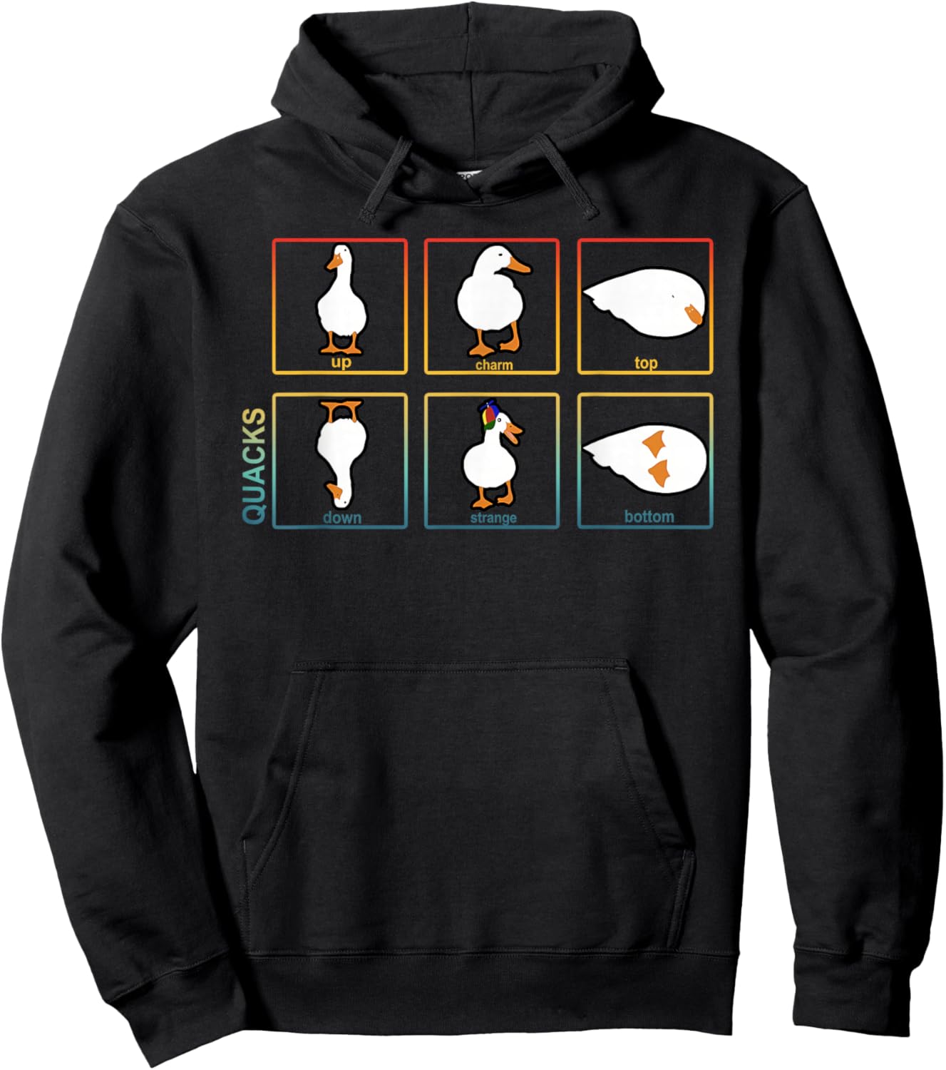 Quacks Up Charm Top Down Strange Bottom Funny Design Hoodie - Hoodie | Black