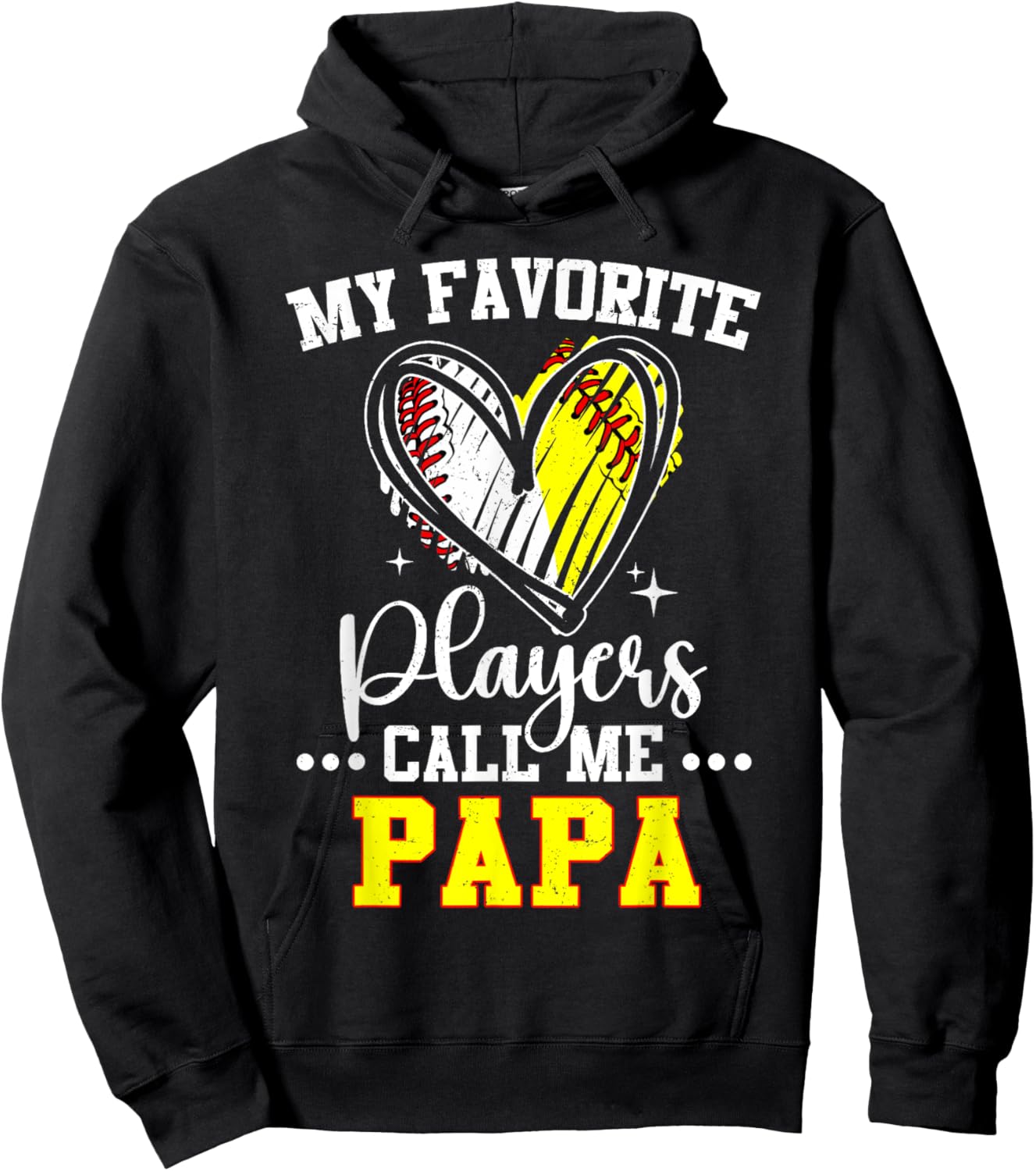 My Favorite Baseball Softball Players Call Me Papa Dad Hoodie - Hoodie | Black