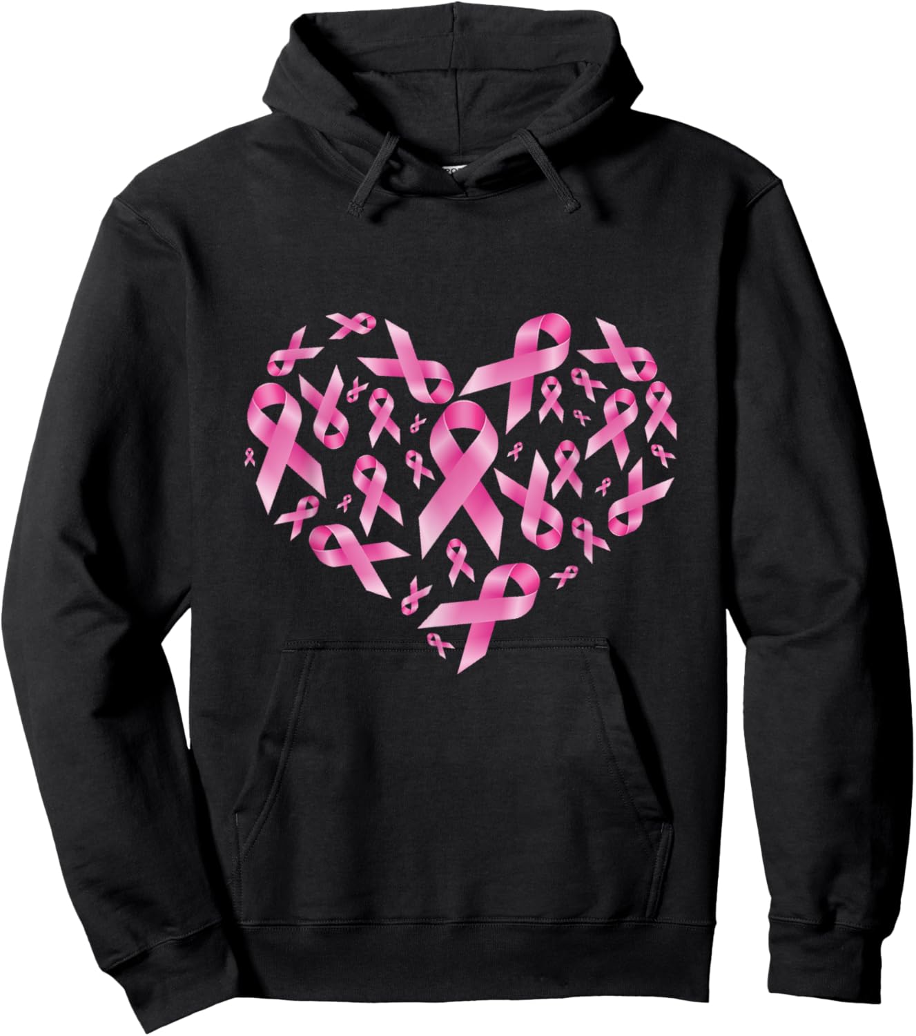 Breast Cancer Awareness Ribbon Heart Warrior Hoodie - Hoodie | Black