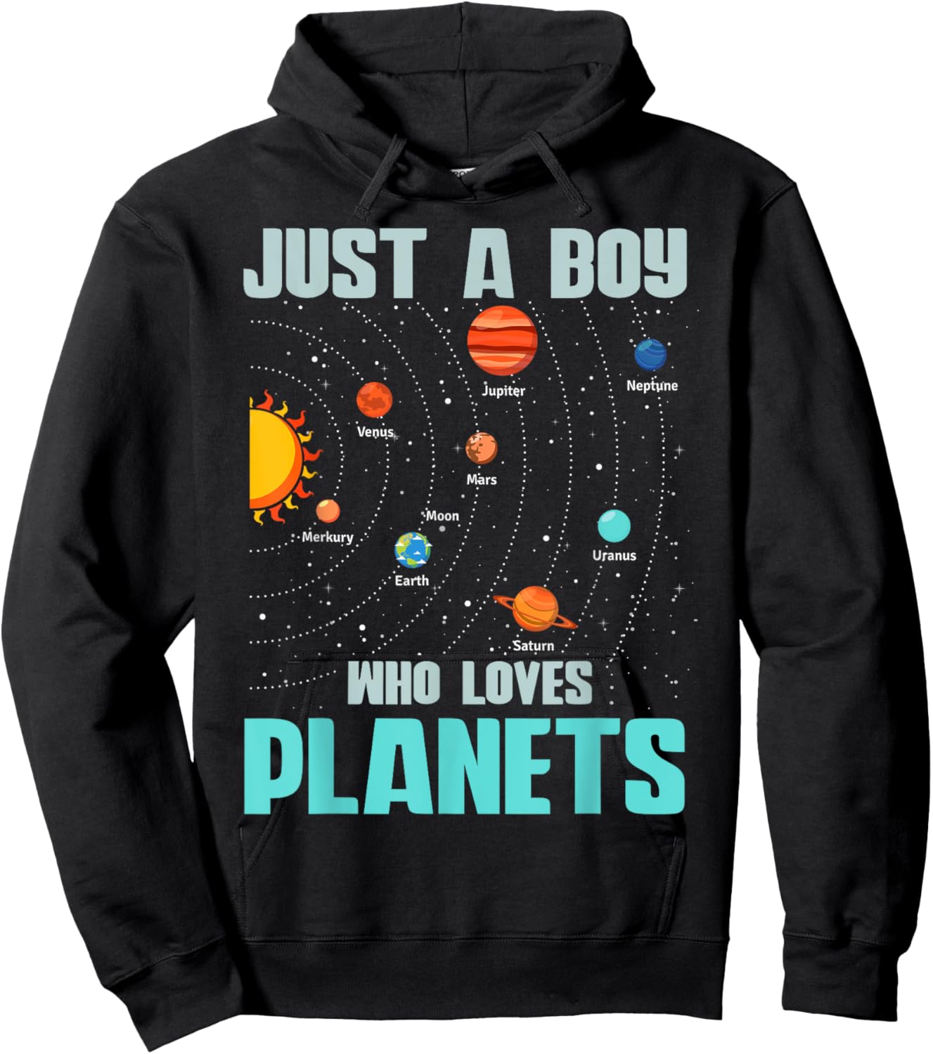 Just A Boy Who Loves Planets Solar System Kids Space Science Hoodie - Hoodie | Black