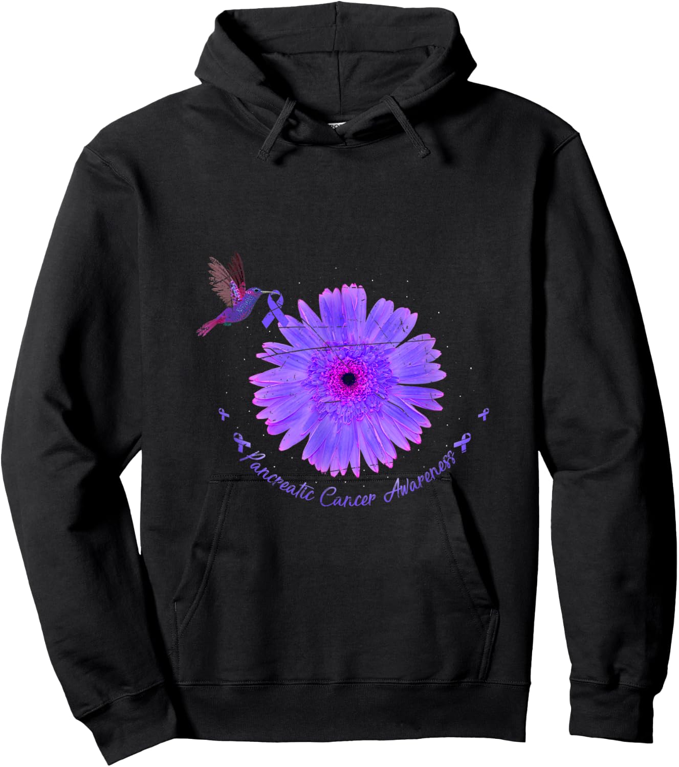 Bird Purple RibbonCancer Survivor Gift Pancreatic Cancer Hoodie - Hoodie | Black