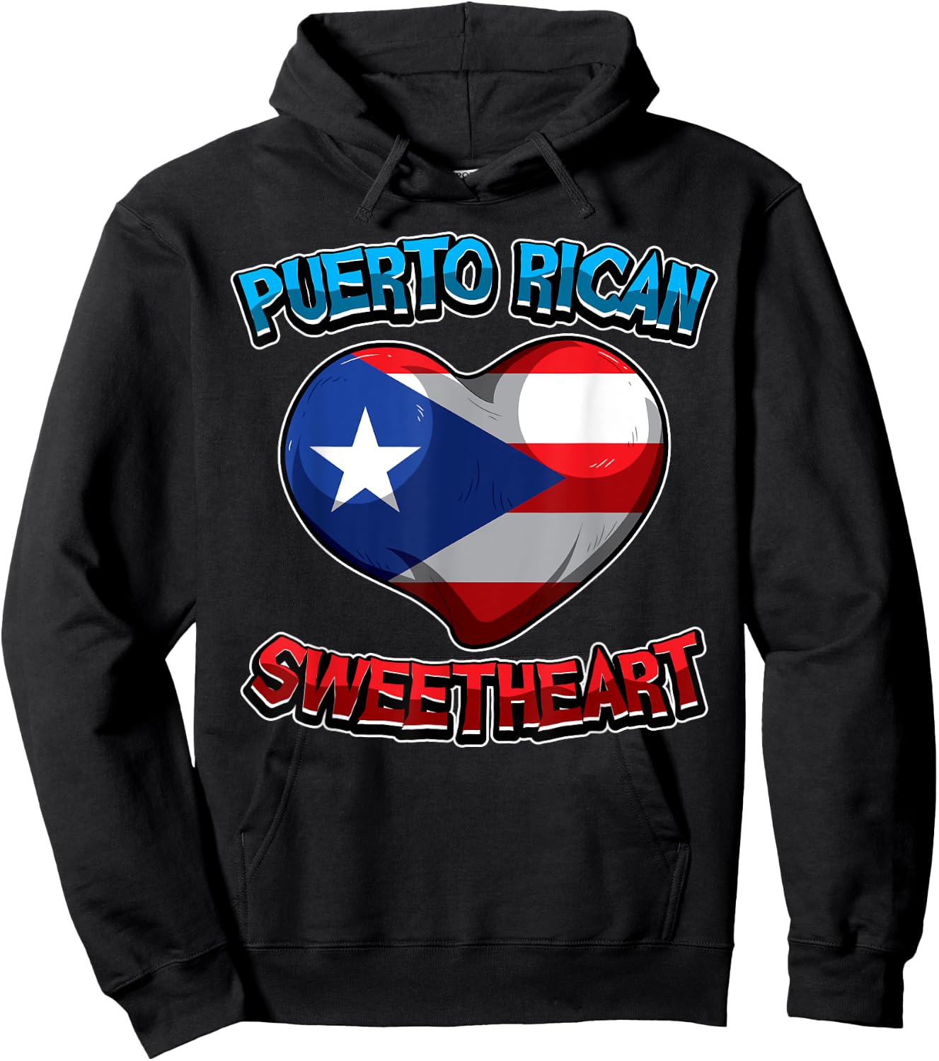 Puerto Rican Sweetheart - Puerto Rico Flag - Heart Love Hoodie - Hoodie | Black