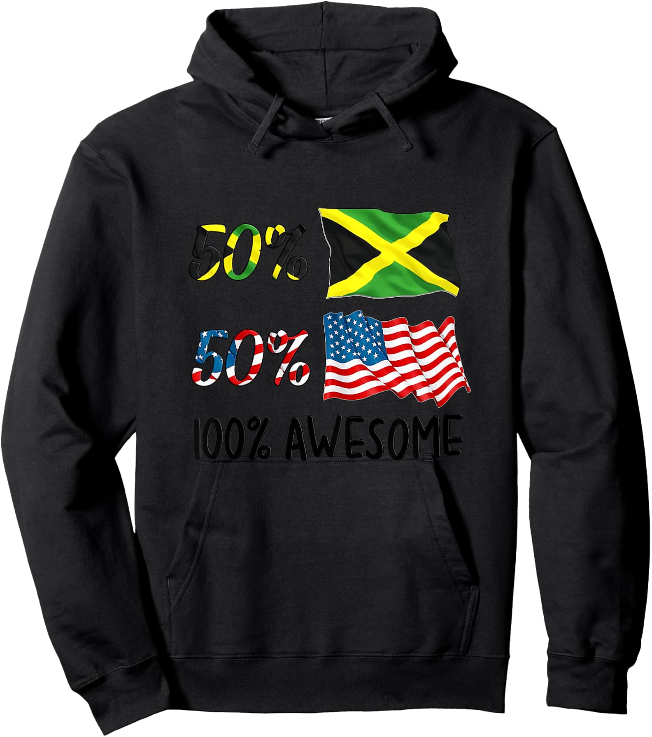 50% American 50% Jamaican 100% Awesome Boy Girl Baby Gift Hoodie - Hoodie | Black