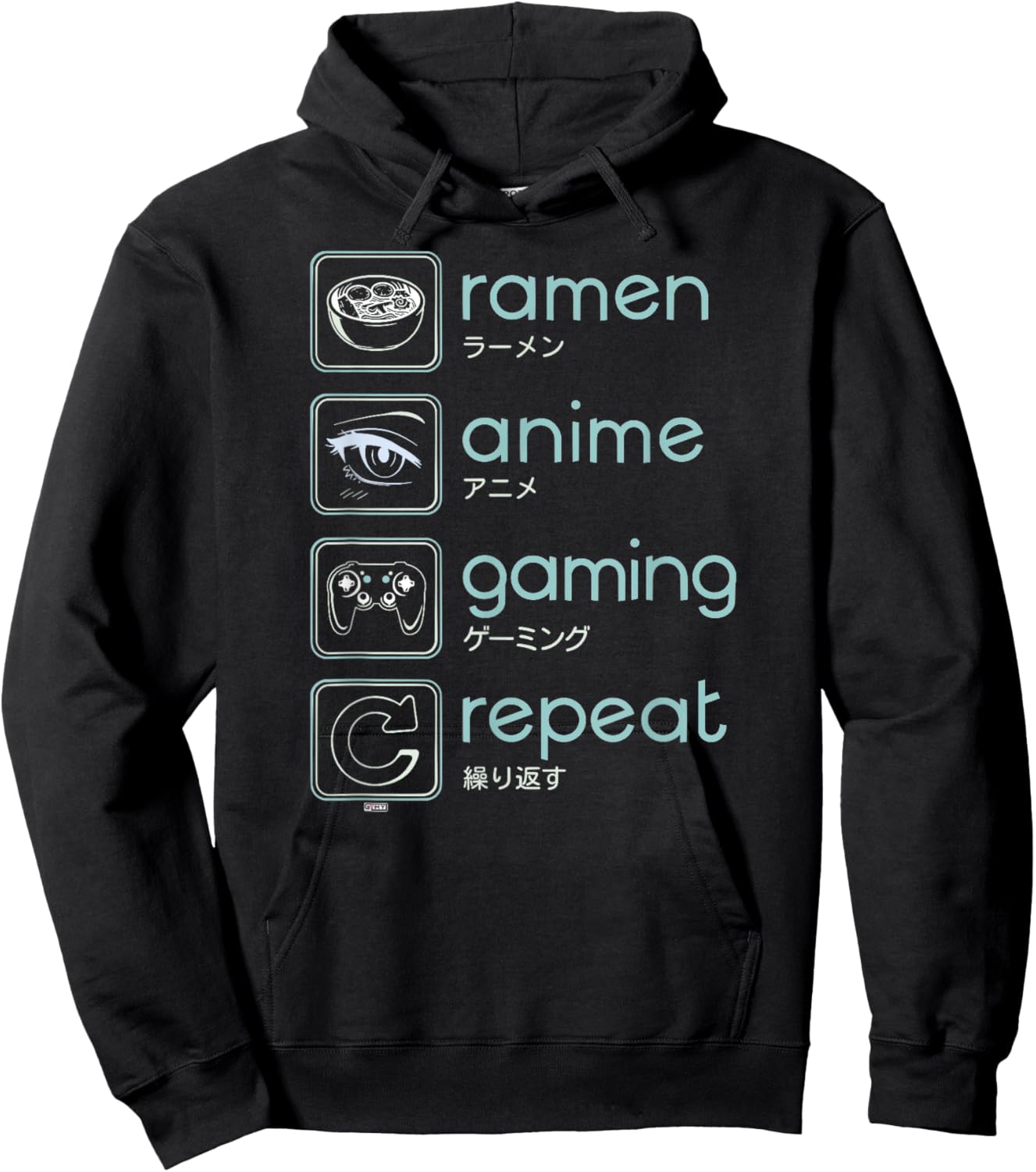 Wakeup Gaming Again, Ramen Anime Gaming Restart Hoodie - Hoodie | Black
