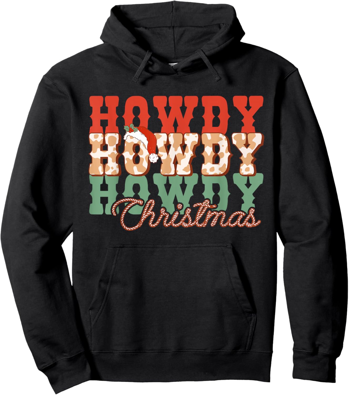 Western Cowboy Howdy Christmas Hat Hoodie - Hoodie | Black