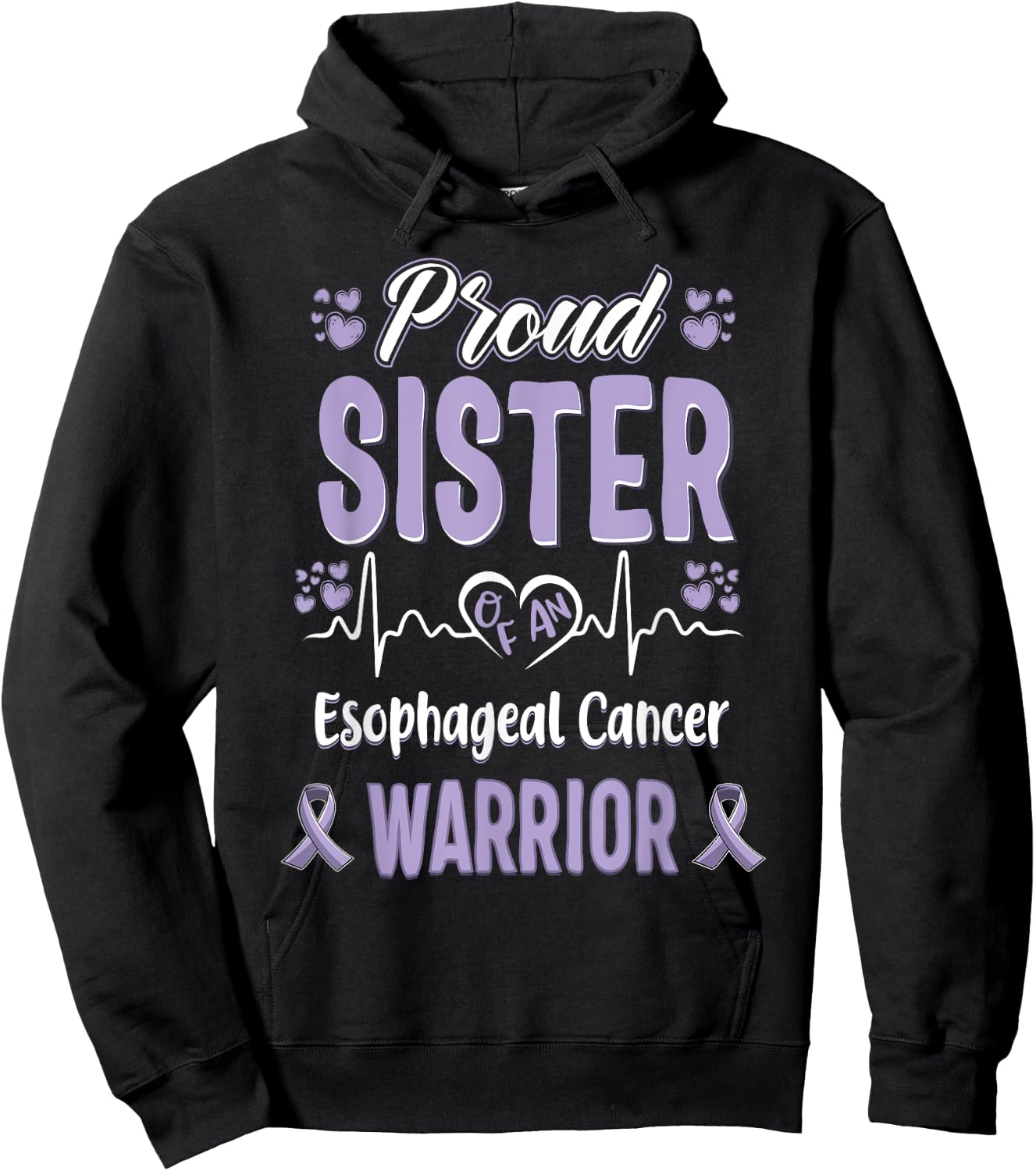proud Sister Esophageal cancer warrior awareness ribbon Hoodie - Hoodie | Black
