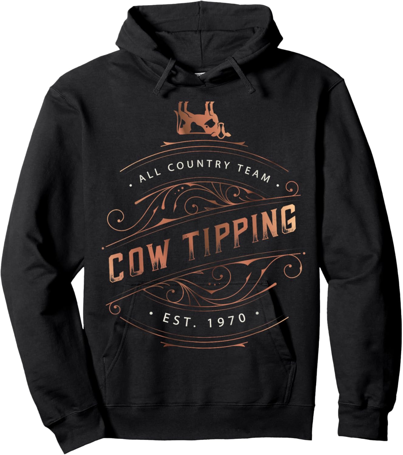 Funny All Country Cow Tipping Team Hoodie - Hoodie | Black