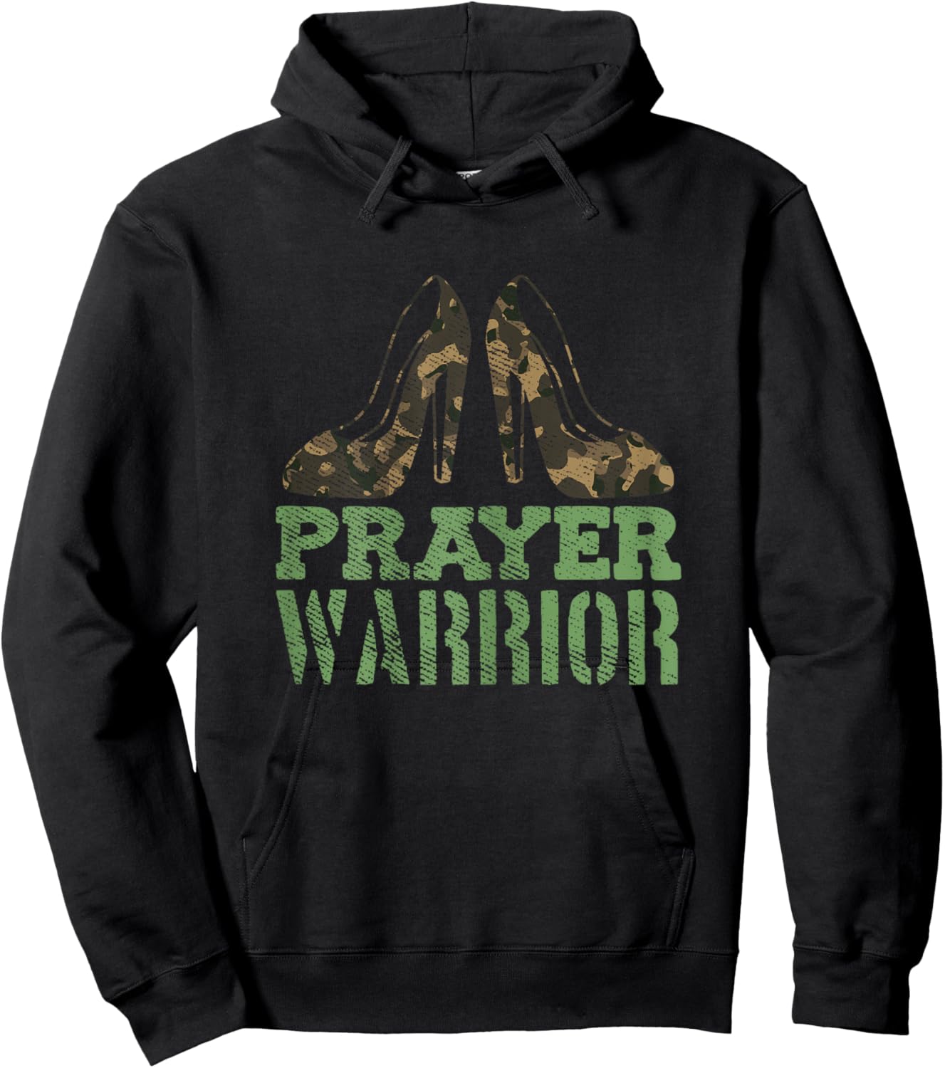 Prayer Warrior Christian Jesus Faith Religious Camo Heels Hoodie - Hoodie | Black