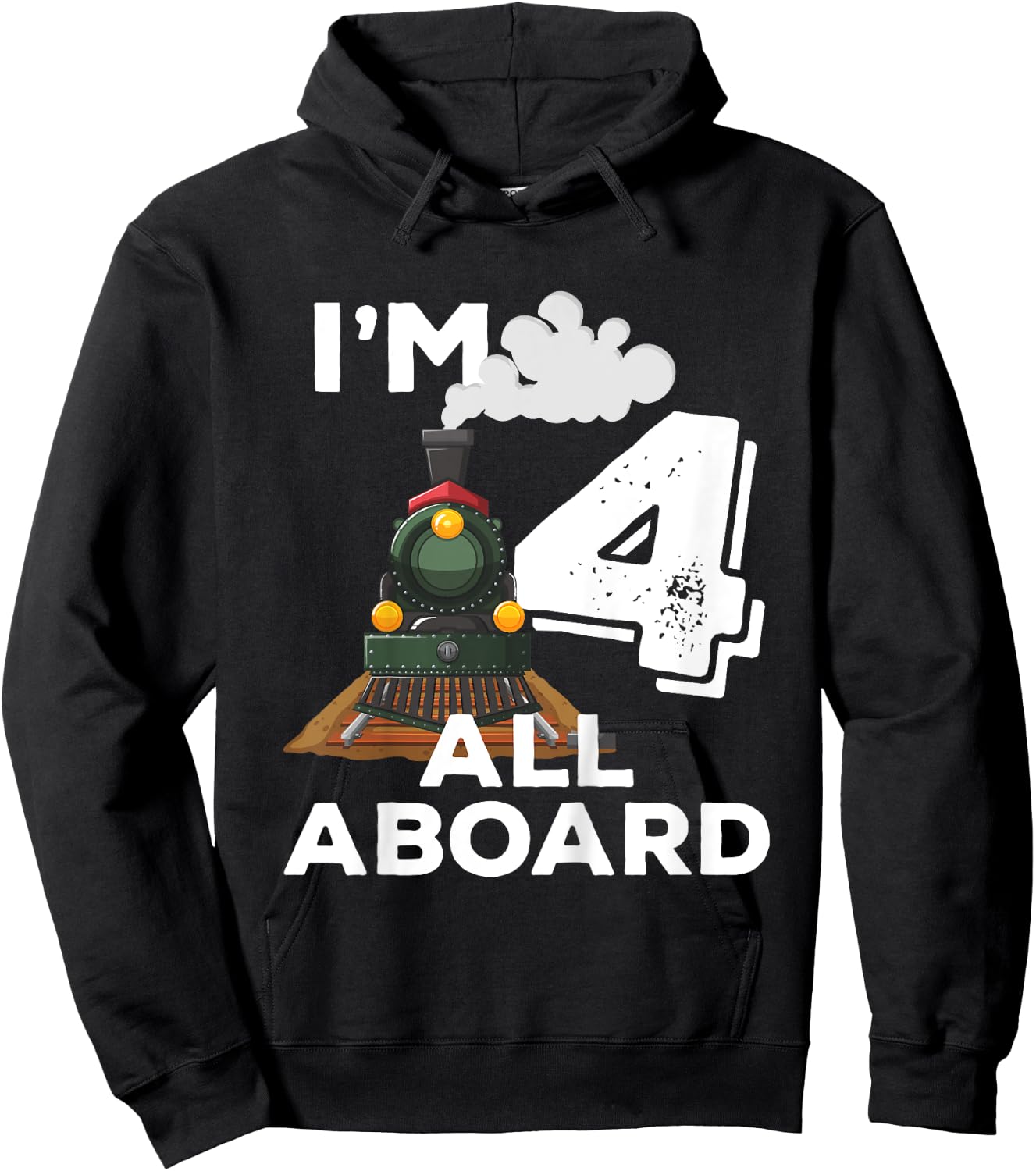 I'm 4 Trains Birthday for Toddlers - 4 Years Old Hoodie - Hoodie | Black
