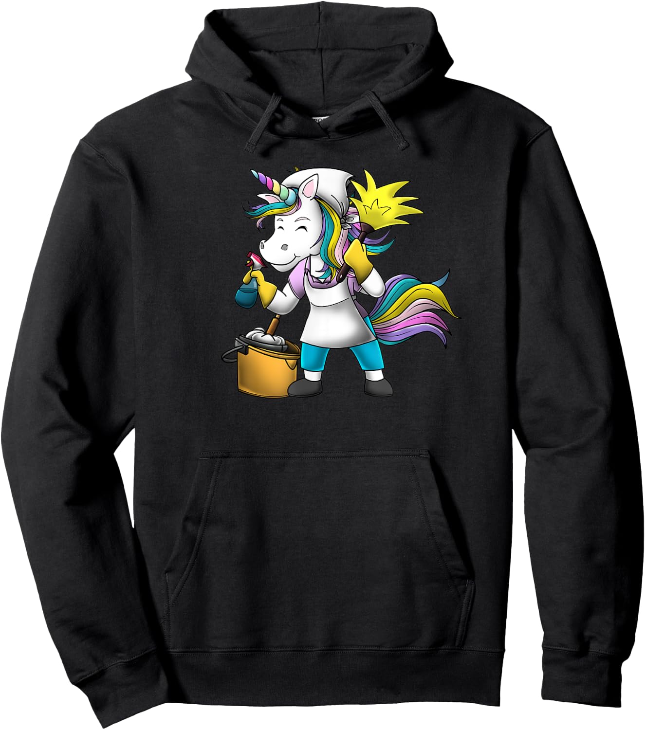 Unicorn Girl Funny Cleaning Lady Housekeeper Maid Service Hoodie - Hoodie | Black