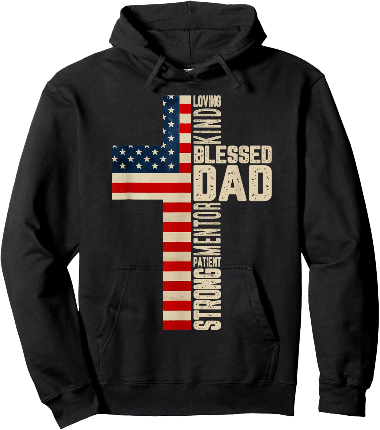 Blessed Dad Christian Gift from Daughter Son Jesus Patriotic Hoodie - Hoodie | Black