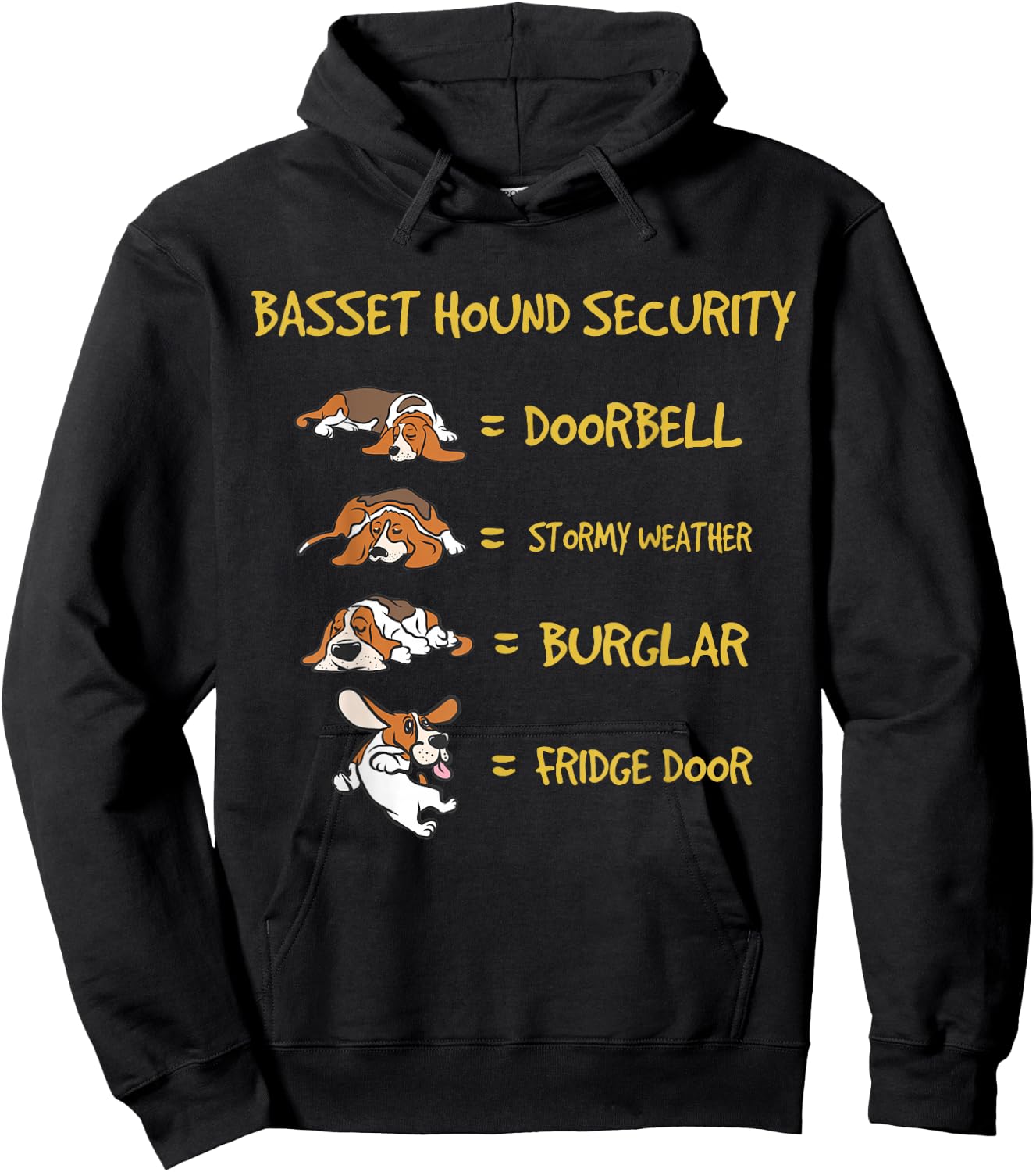 Basset Hound Security Gifts Funny Costume Clothing Small Hoodie - Hoodie | Black