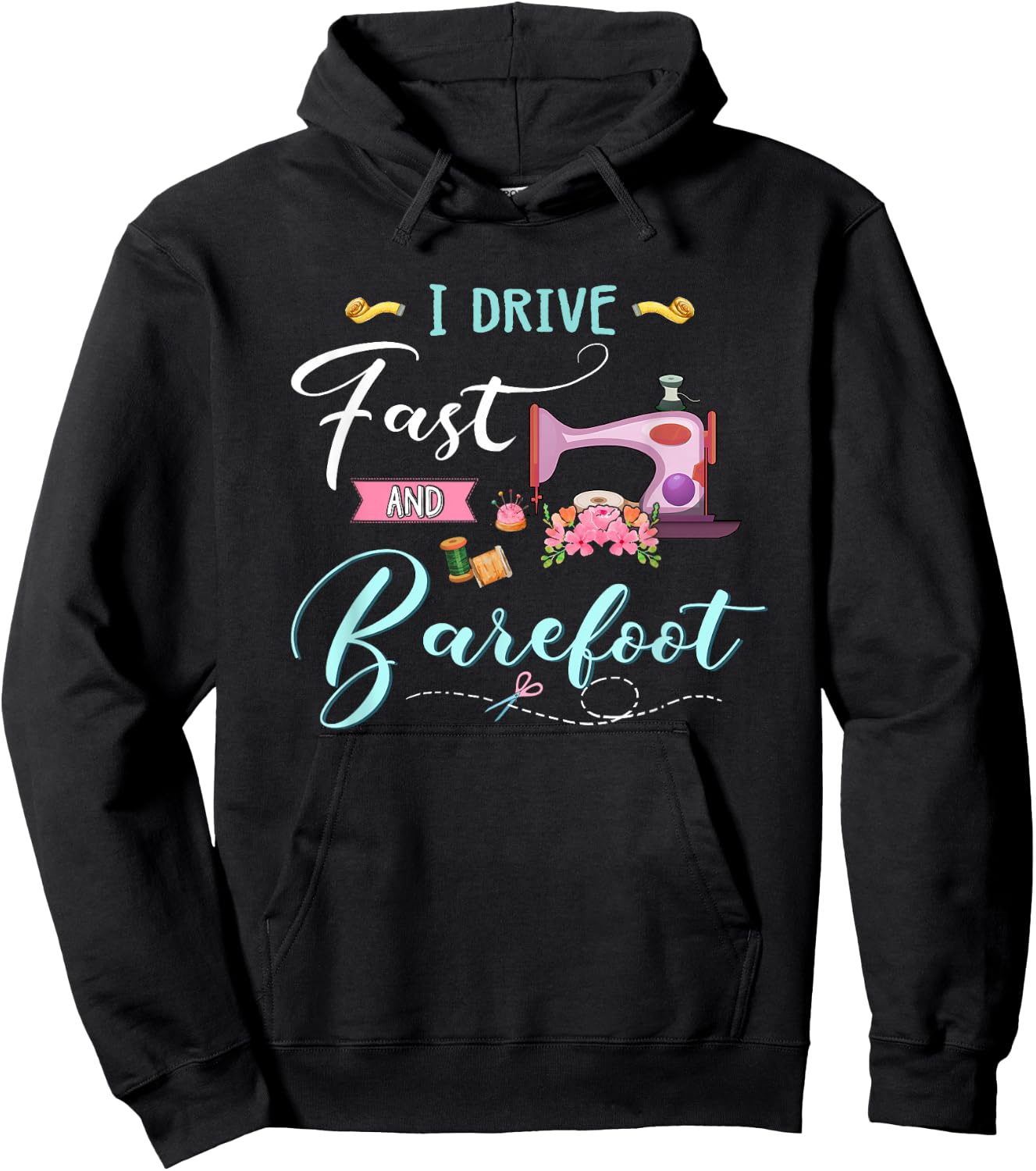 Quilting shirt i drive fast and barefoot Hoodie - Hoodie | Black