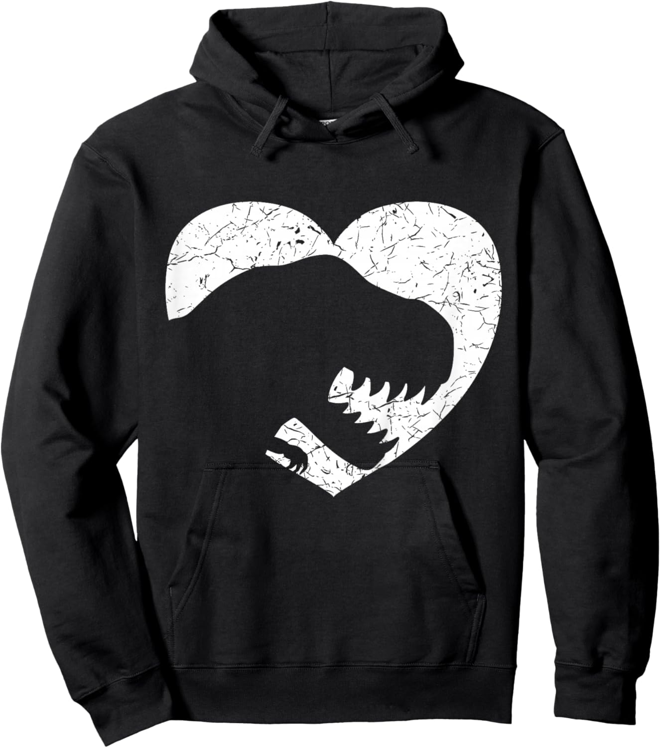 Kids Valentines Day T-Rex Dinosaur Heart Silhouette Boys Toddler Hoodie - Hoodie | Black