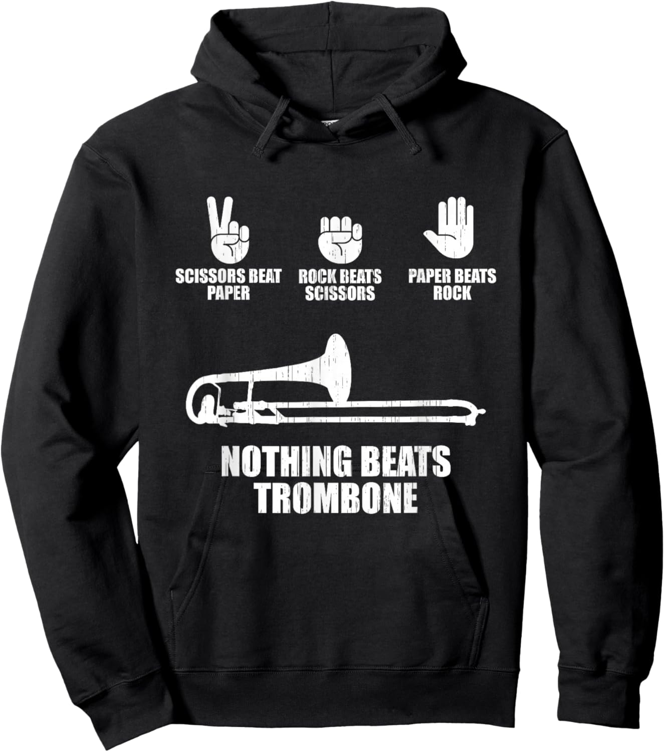 Rock Paper Scissors Marching Band Shirt Funny Trombone Lover Hoodie - Hoodie | Black