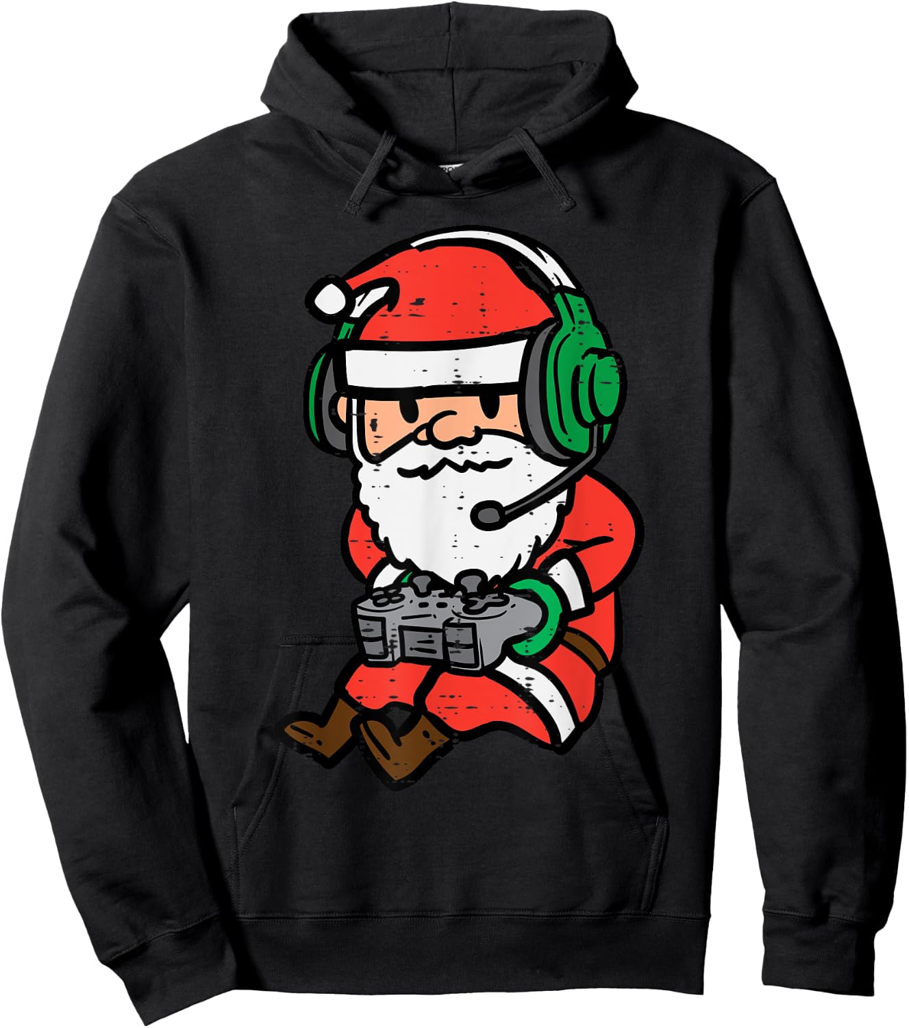 Christmas Gamer Santa Xmas Gaming Men Boys Kids Youth Teen Hoodie - Hoodie | Black