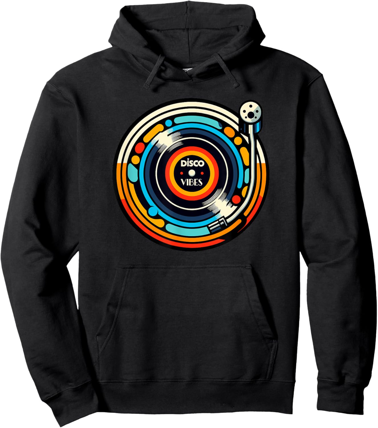 Retro Disco Vibes Turntable Enthusiast Hoodie - Hoodie | Black