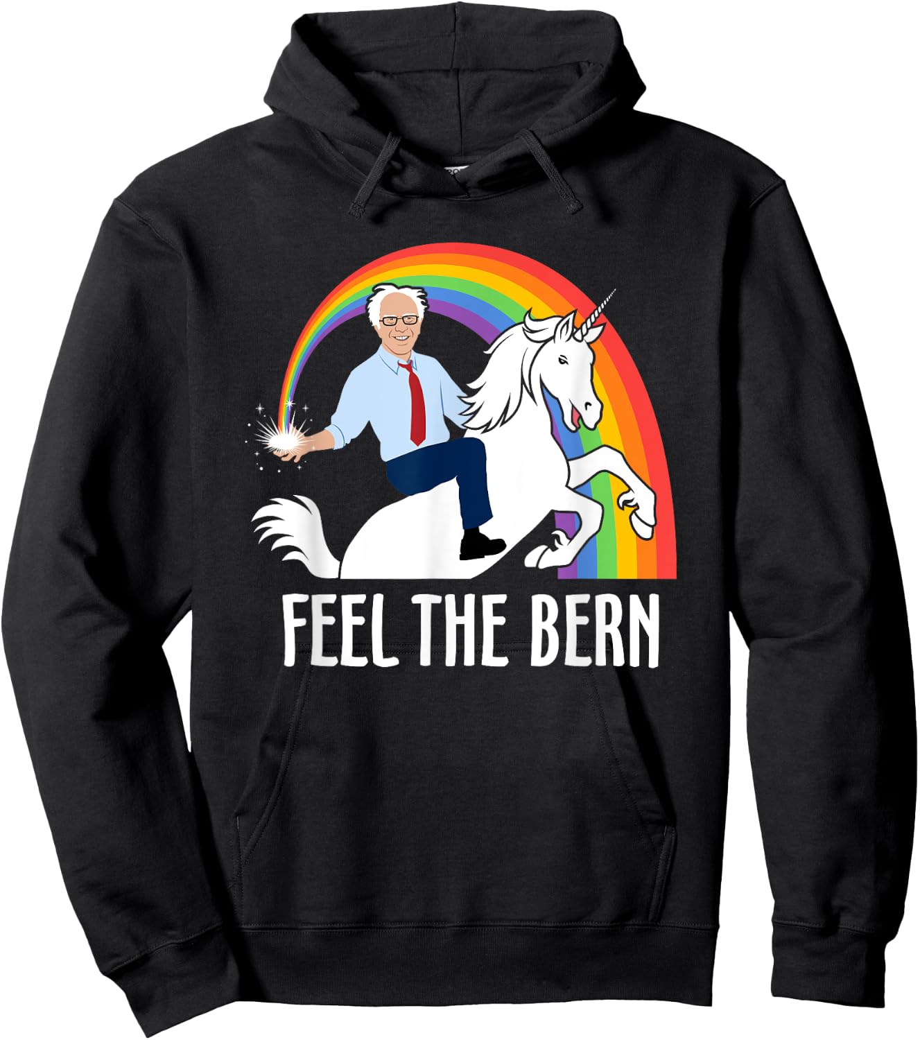 Feel The Bernie Sanders Riding Unicorn Funny Bern Hoodie - Hoodie | Black