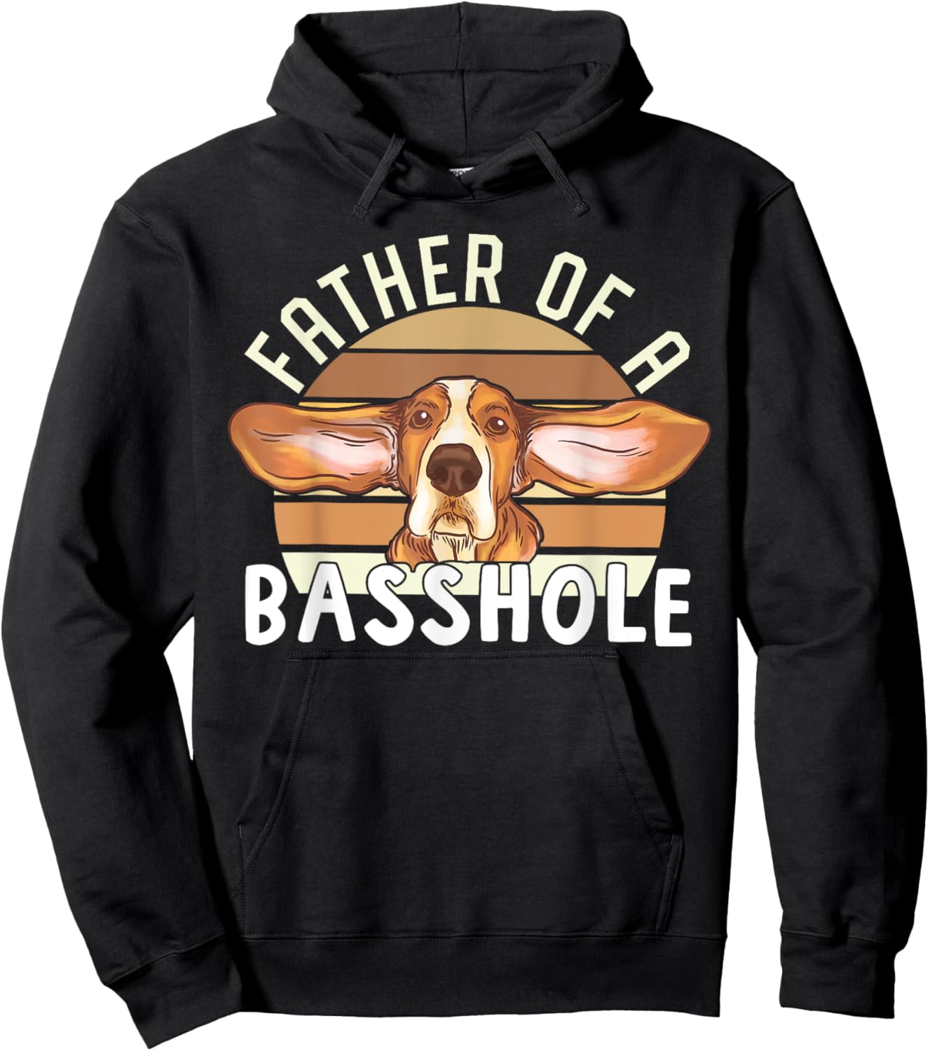 Father Of Basshole Funny Basset Hound Lover Dog Dad Hoodie - Hoodie | Black
