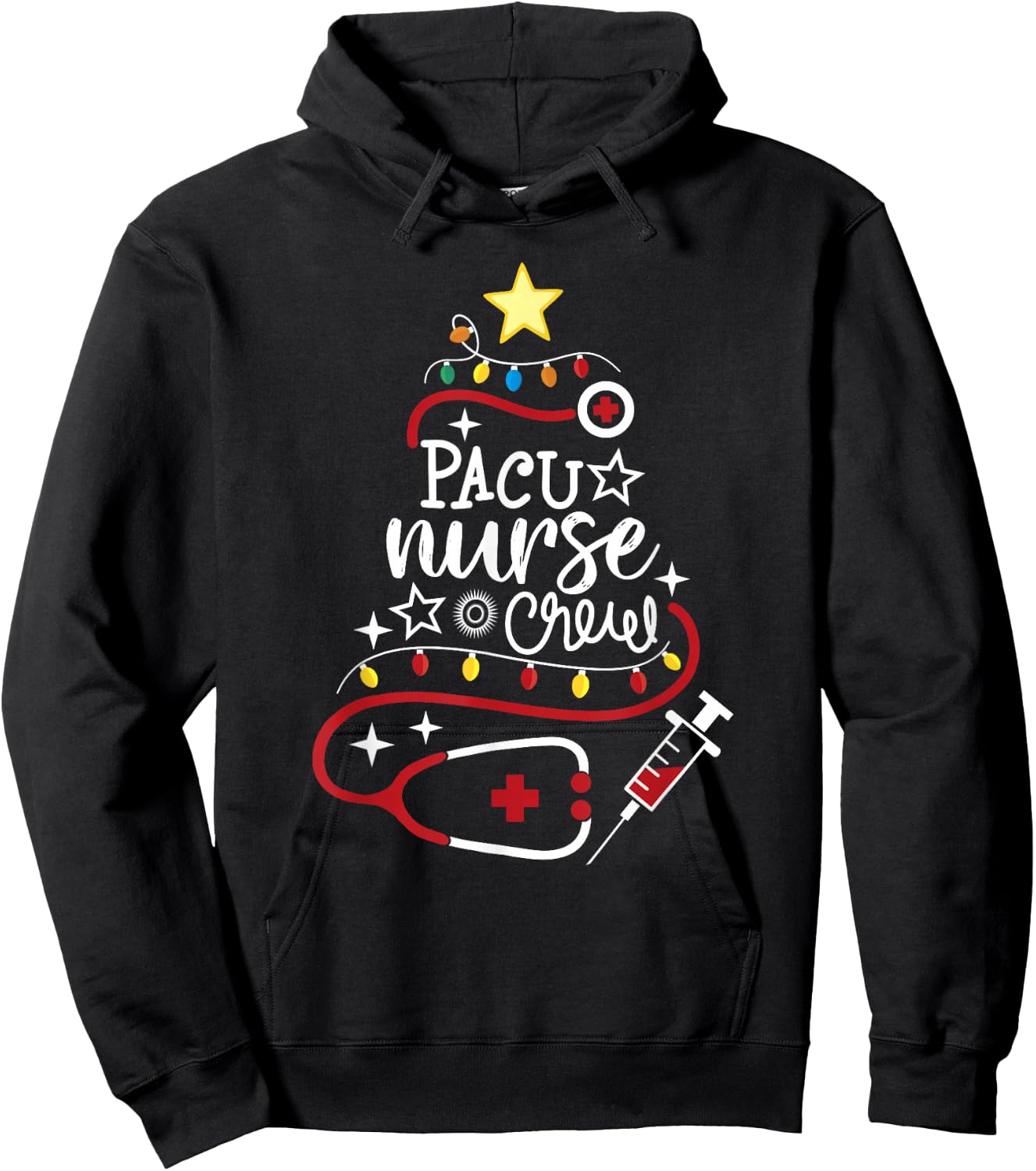 Merry Christmas Perianesthesia Nursing Gift PACU Nurse Crew Hoodie - Hoodie | Black