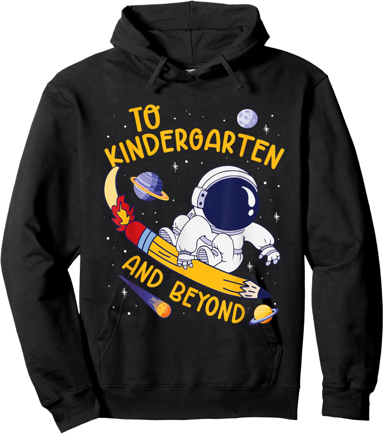 To Kindergarten And Beyond Astronaut Back To School Hoodie - Hoodie | Black