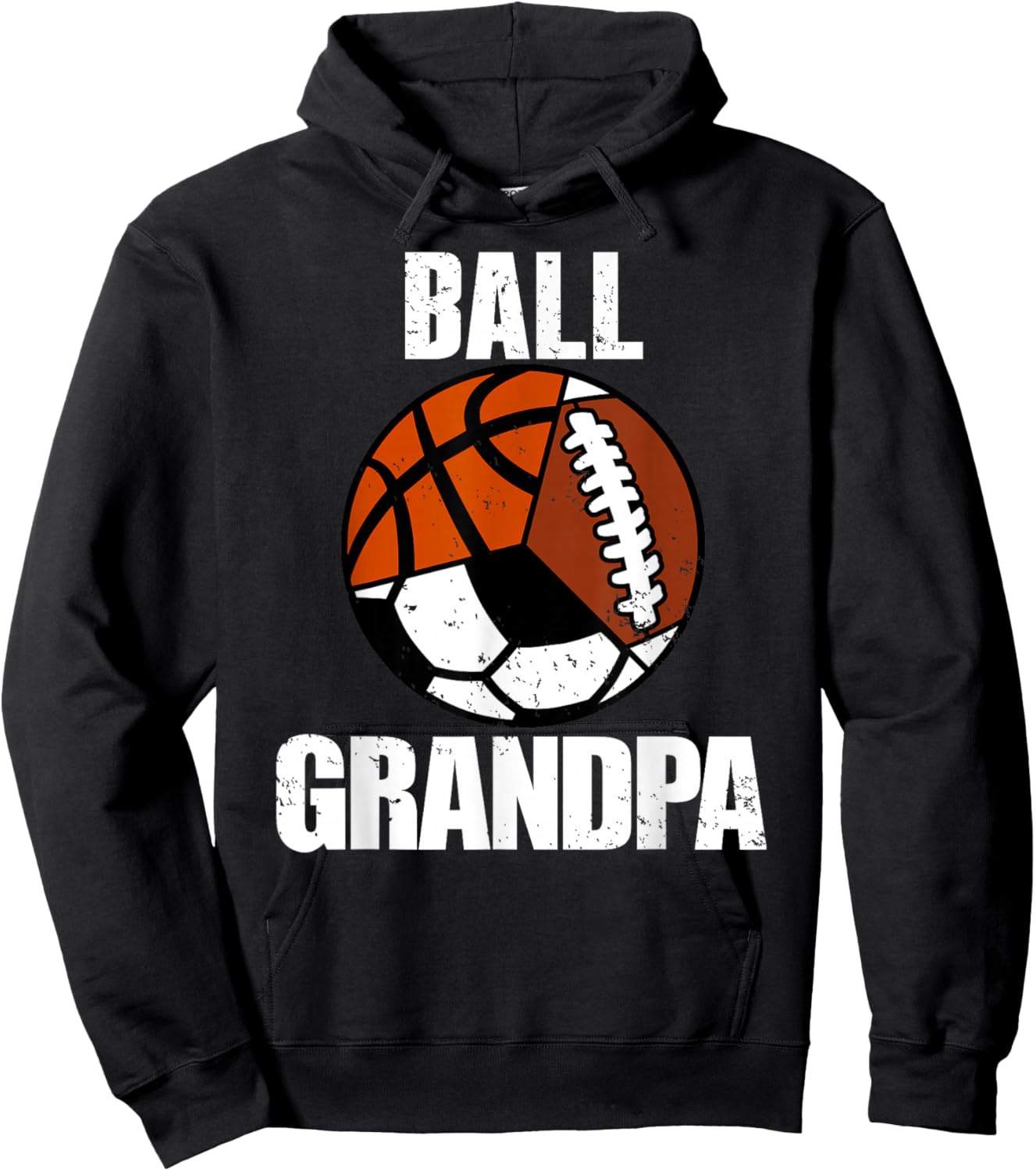 Ball Grandpa Funny Football Soccer Basketball Grandpa Hoodie - Hoodie | Black