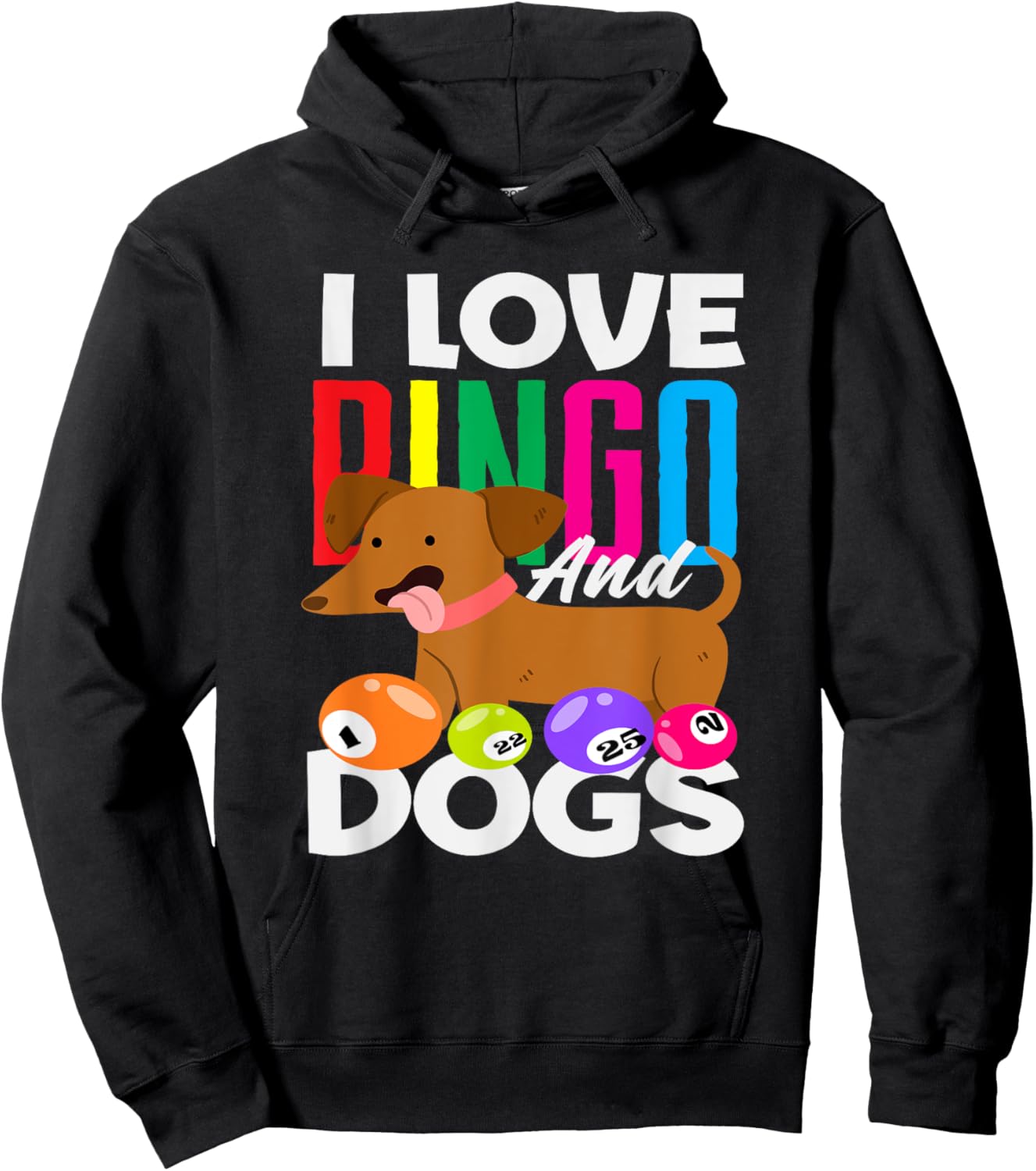 I Love Bingo And Dogs Fun Dog Lovers Bingo Hoodie - Hoodie | Black