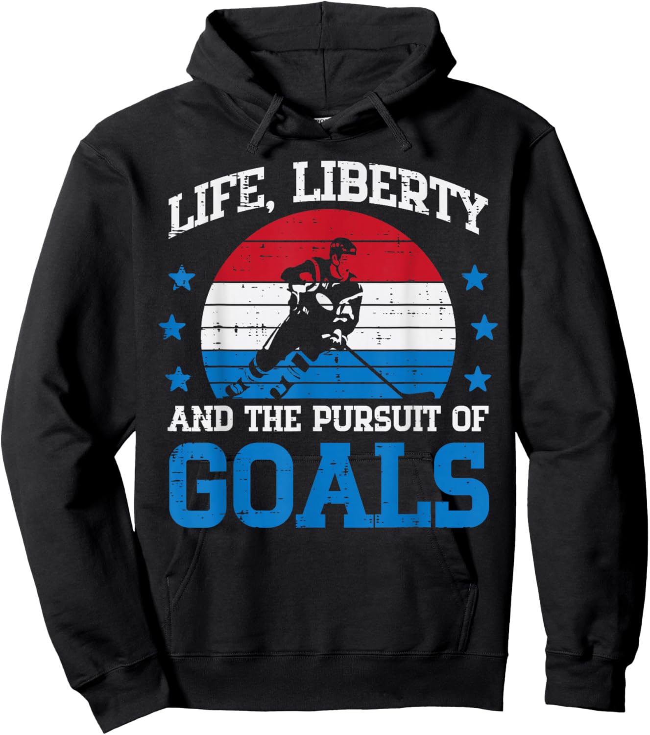 4th July Ice Hockey Life Liberty Goals Patriot Men Boys Kids Hoodie - Hoodie | Black