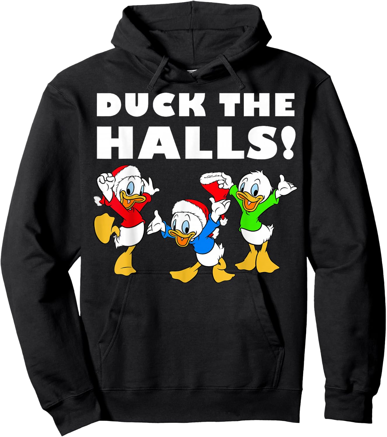 Disney Huey Dewey and Louie Duck The Halls Christmas Hoodie - Hoodie | Black