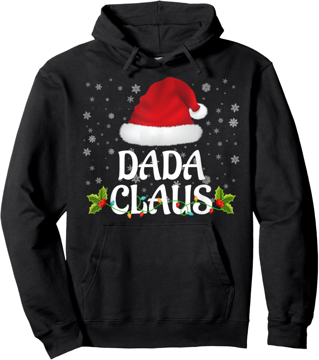 Dada Claus Christmas Lights Santa Pajama Family Matching Hoodie - Hoodie | Black