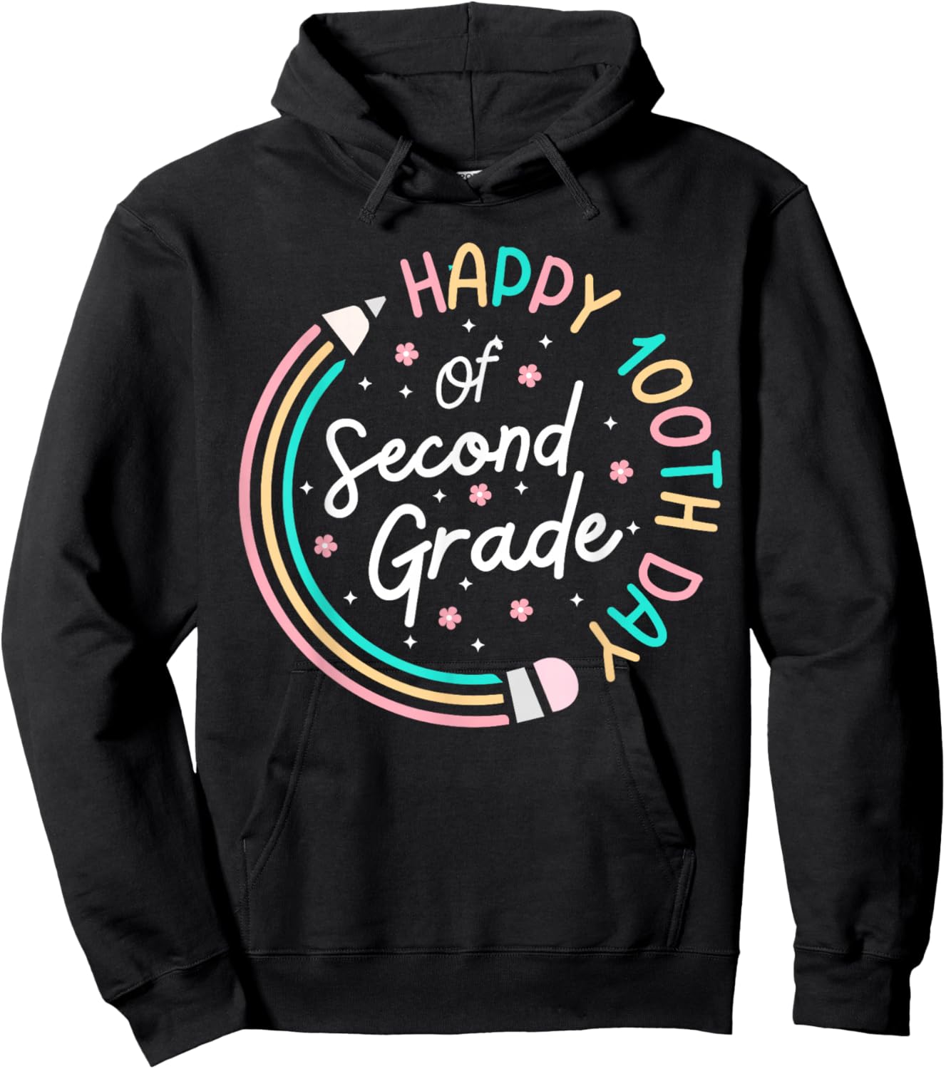 Happy 100th Day 2nd Grade Retro 100 Days Of School Teacher Hoodie - Hoodie | Black