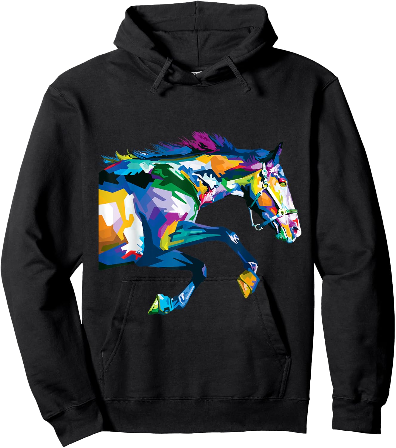 Colourful Horse Cute Geometric Horses Pop Art Style Gift Hoodie - Hoodie | Black