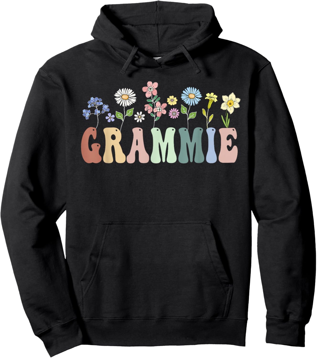 Grammie Gifts Women Wildflower Floral Design Grammie Hoodie - Hoodie | Black