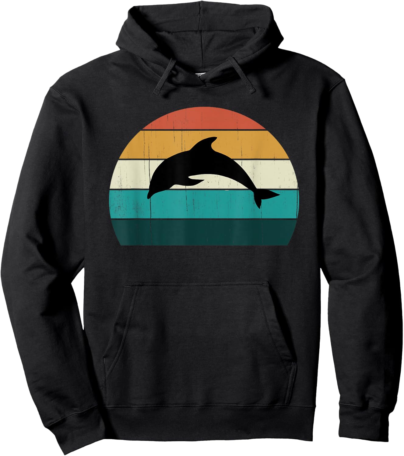 Retro Dolphin - Cool Sunset Aquatic Mammals Lovers Sea Gift Hoodie - Hoodie | Black