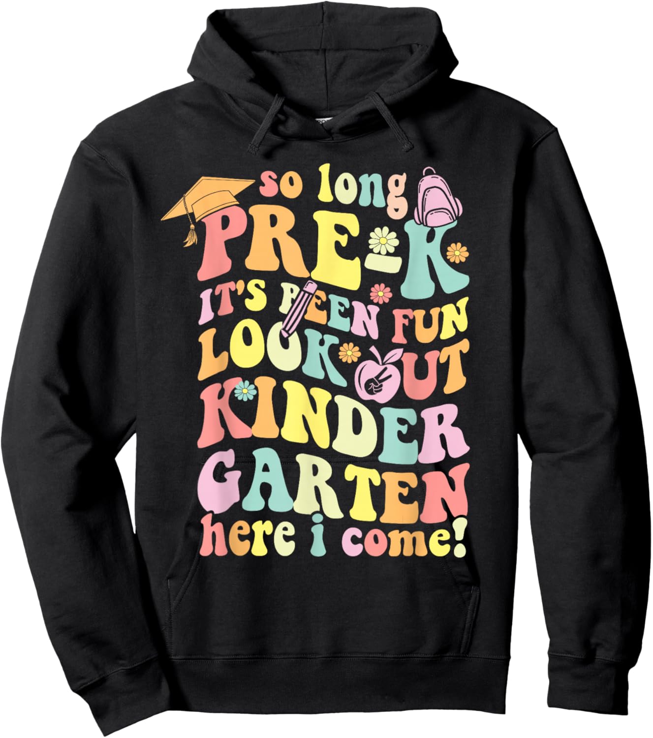 So long pre k its been fun shirt prek graduation groovy Hoodie - Hoodie | Black