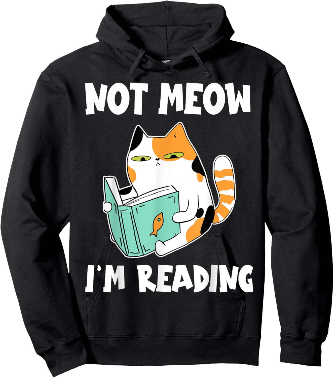 Cat Lover and Love Reading Not Meow I'm Reading Cat & Book Women Girls Kids Hoodie - Hoodie | Black