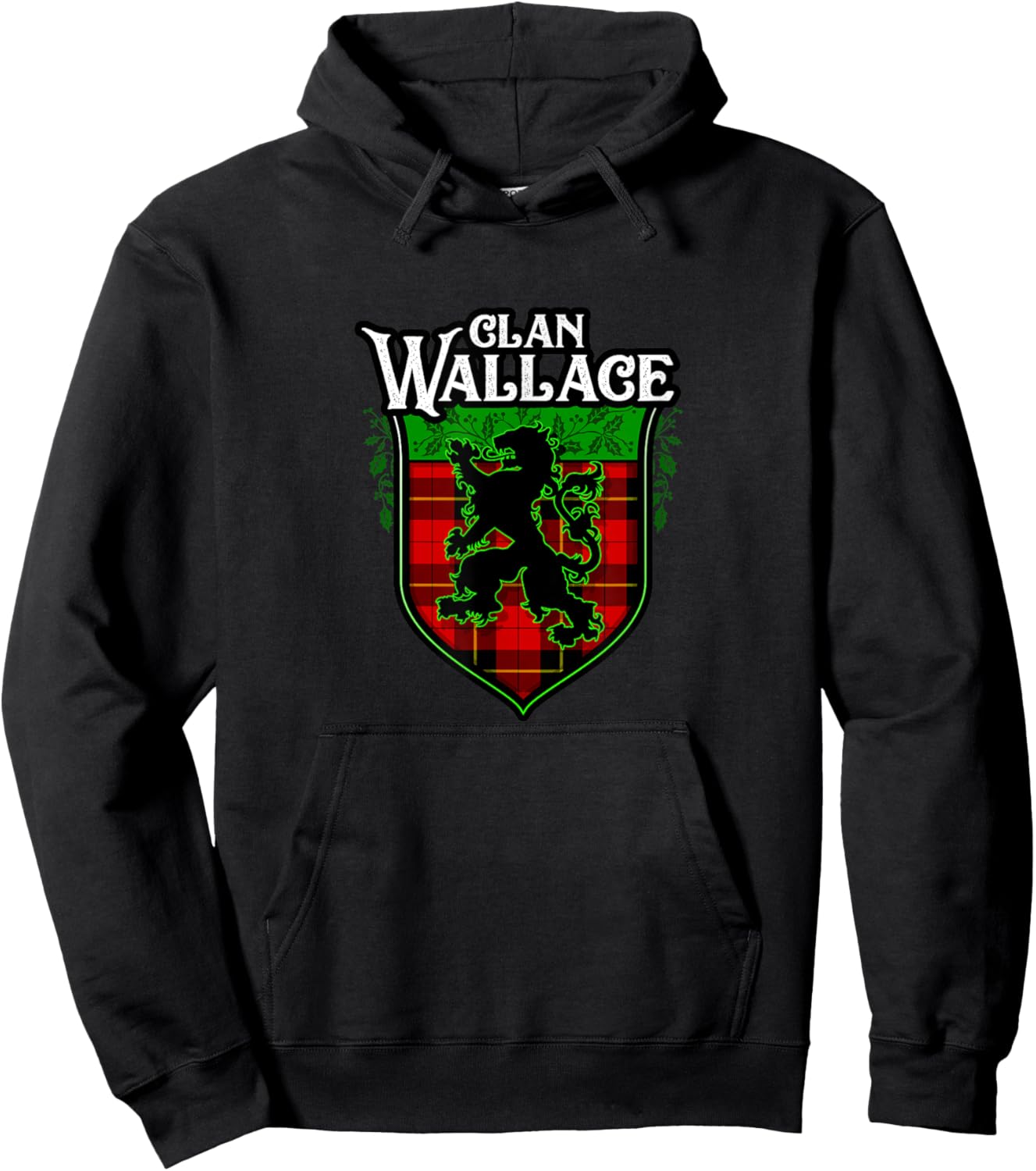 Clan Wallace Surname Scottish Clan Lion Rampant Tartan Hoodie - Hoodie | Black